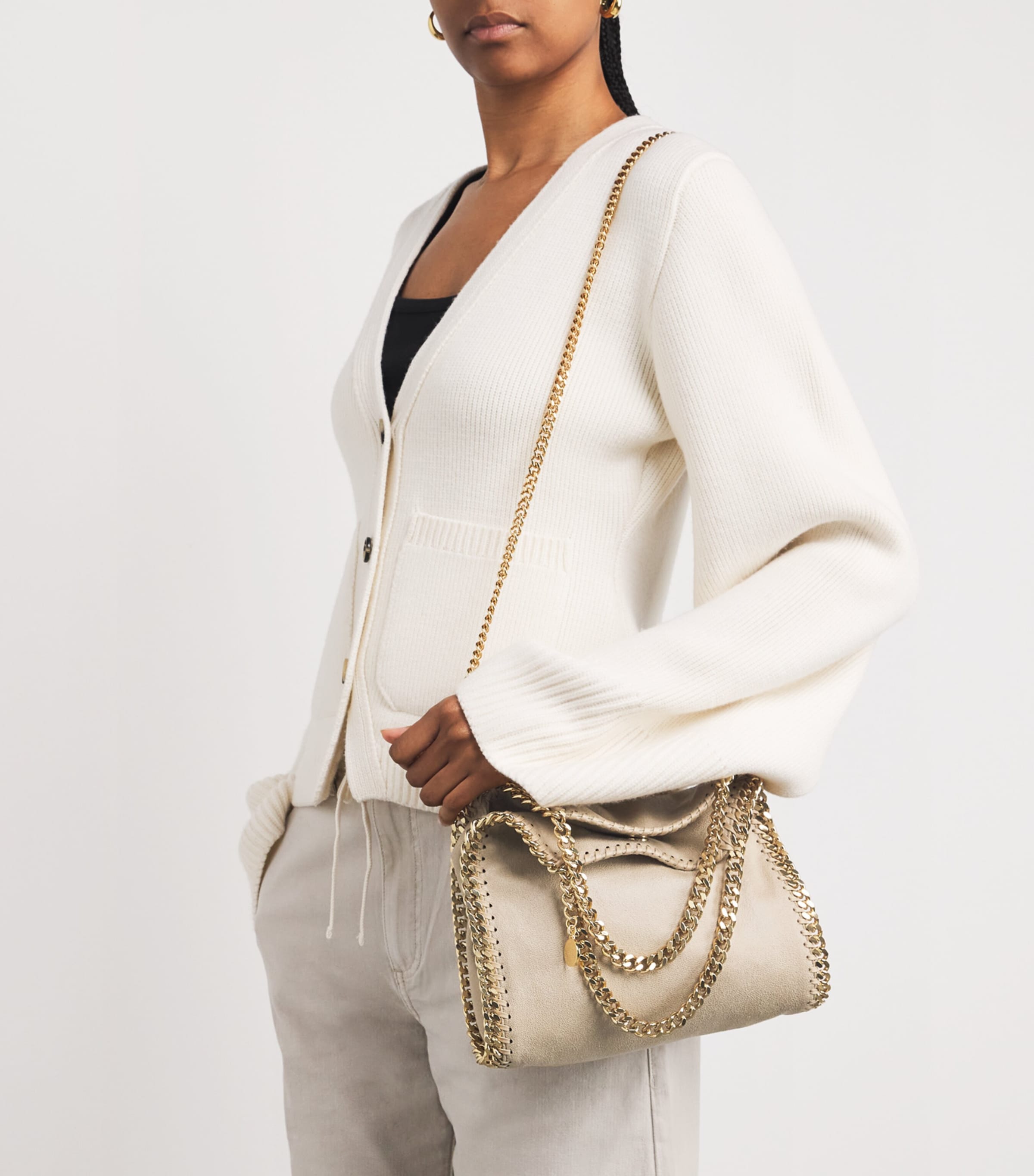 Stella McCartney Beige Mini Falabella Tote Bag | Harrods US