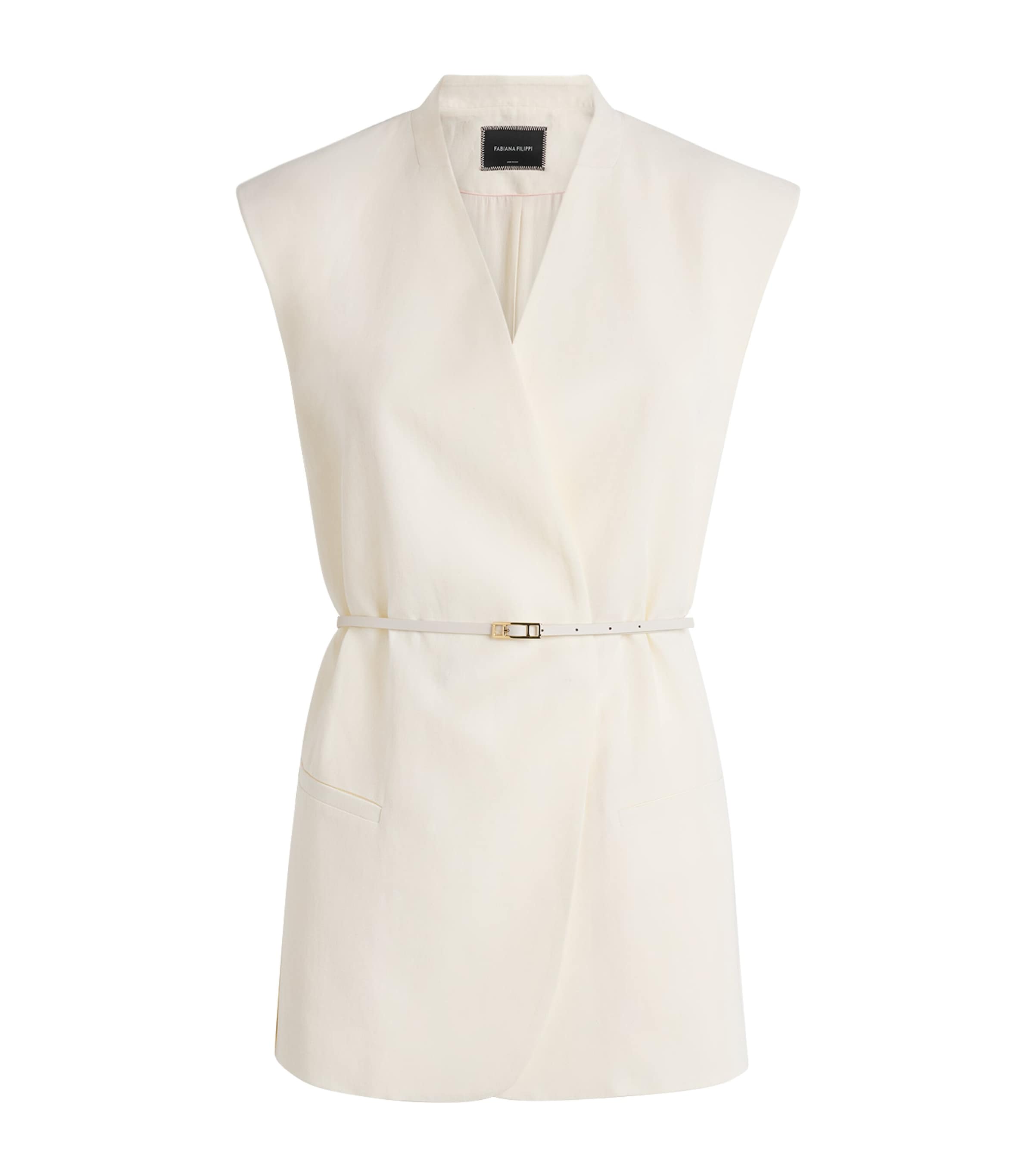 Fabiana Filippi Womens Crepe Sleeveless Blouse Burro Image 1