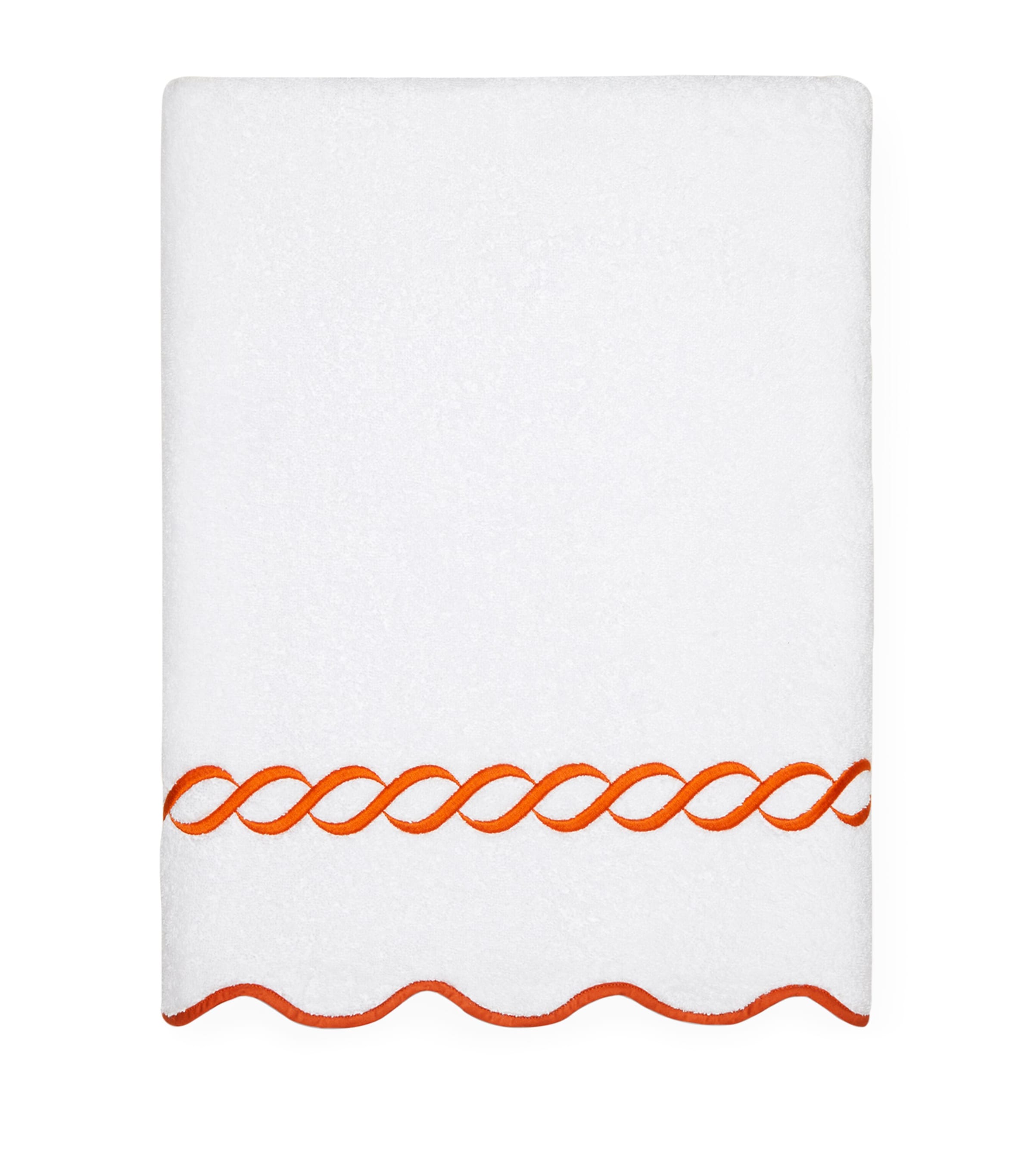 Pratesi Cotton Treccia Bath Sheet In Orange