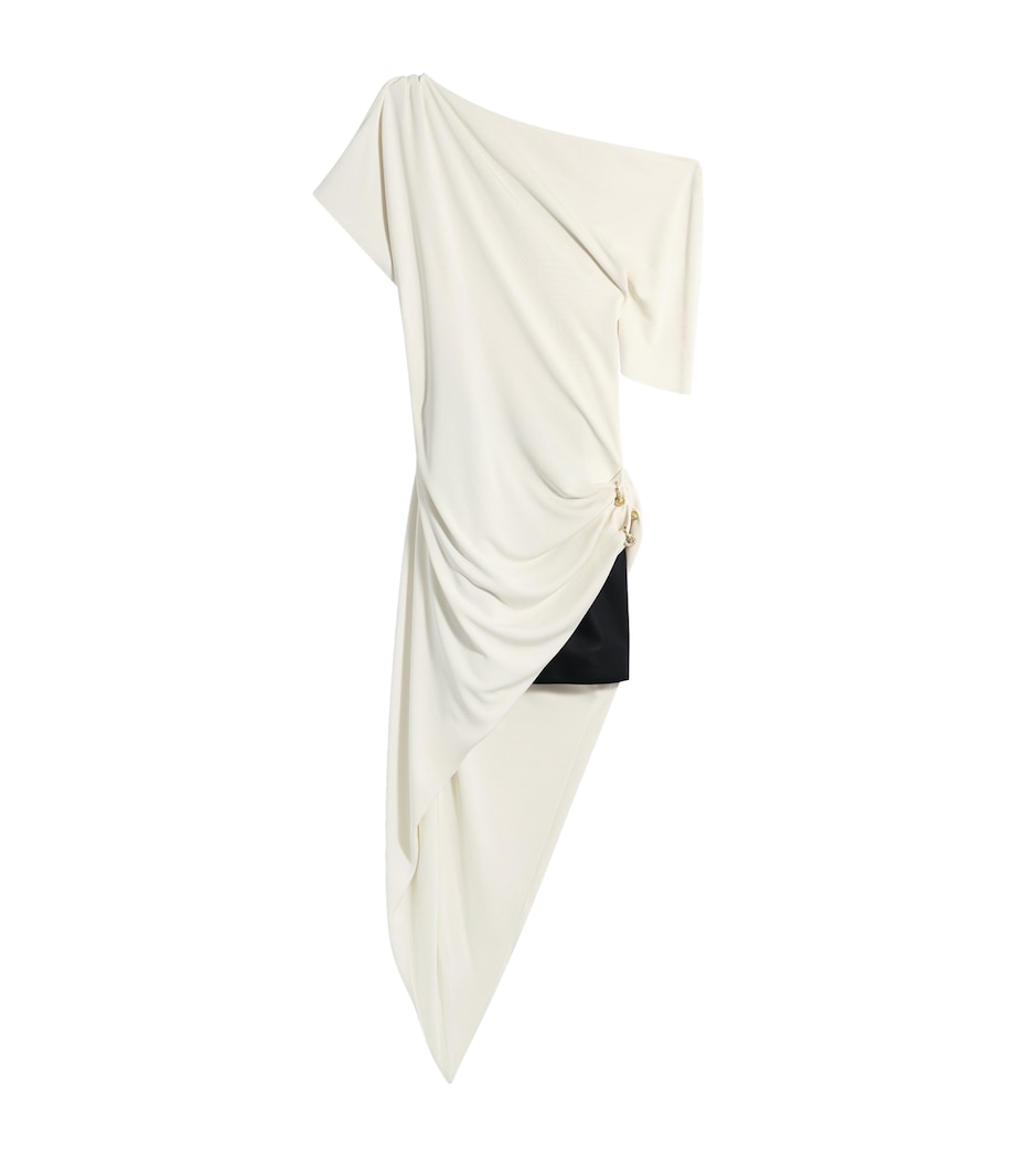 Schiaparelli Womens Asymmetric Piercings Mini Dress Ecru Image 1