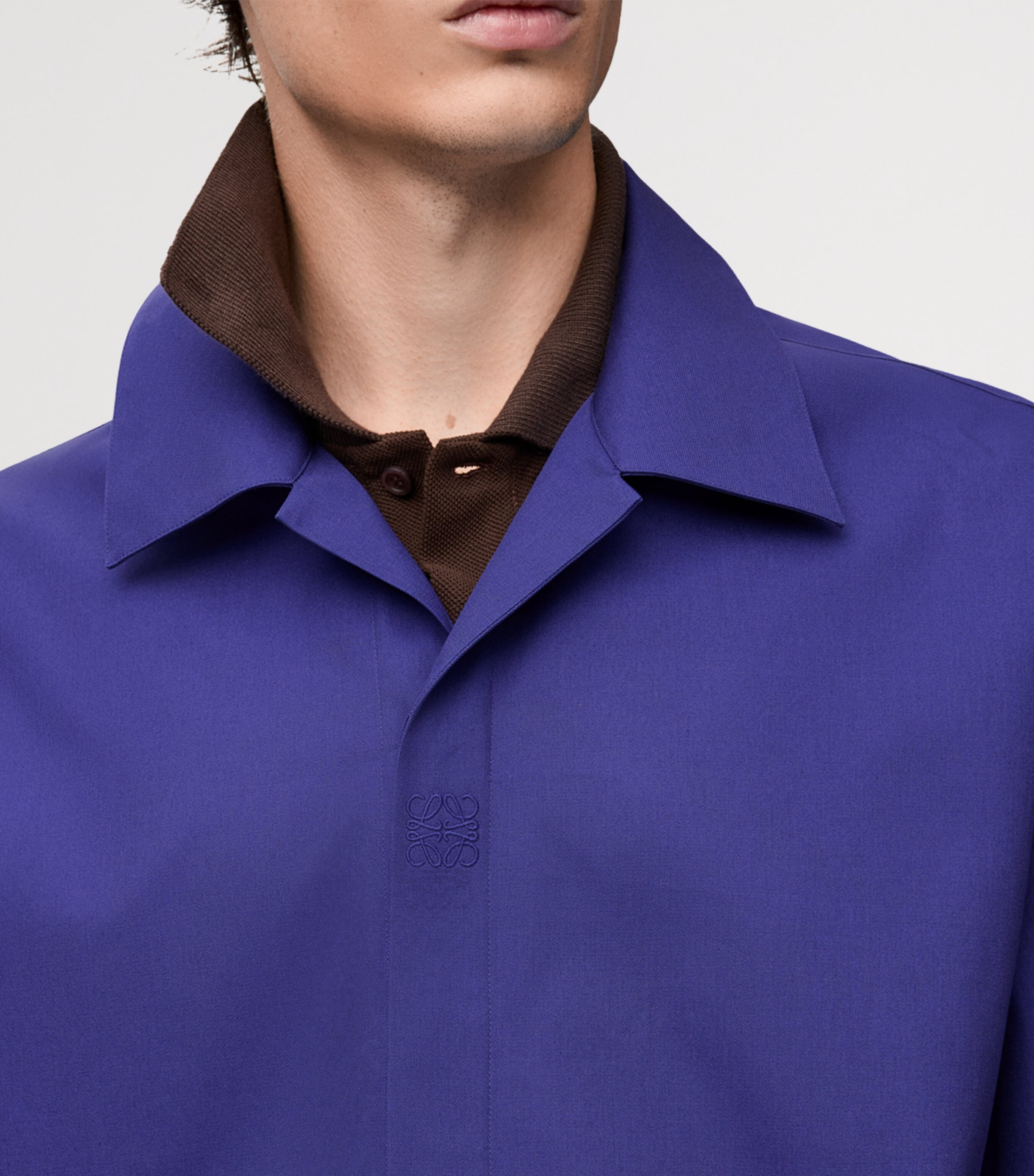LOEWE Mens Cotton Anagram Shirt Indigo Blue Image 5