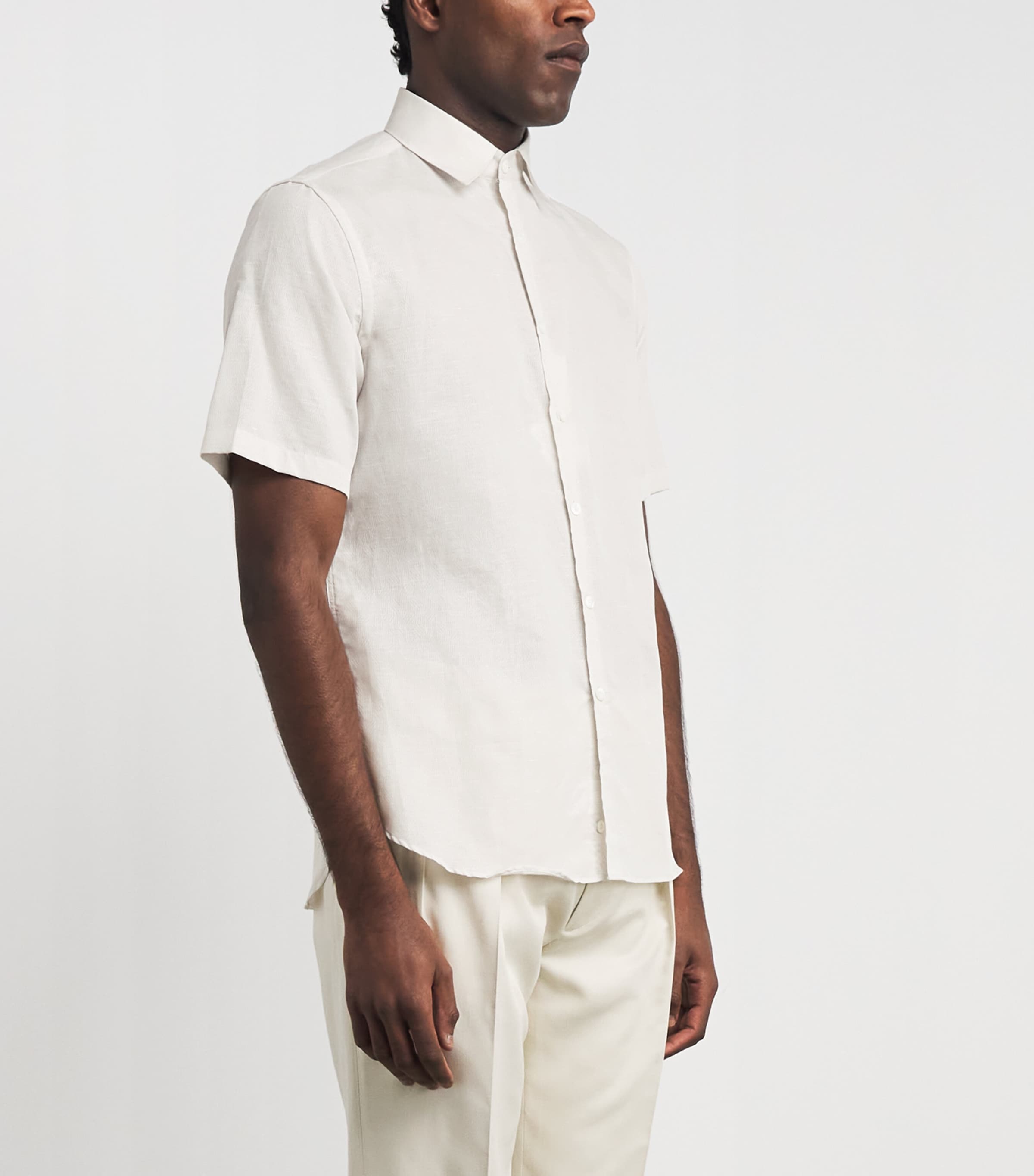 Canali Mens Cotton-Lyocell Short-Sleeve Shirt Image 4