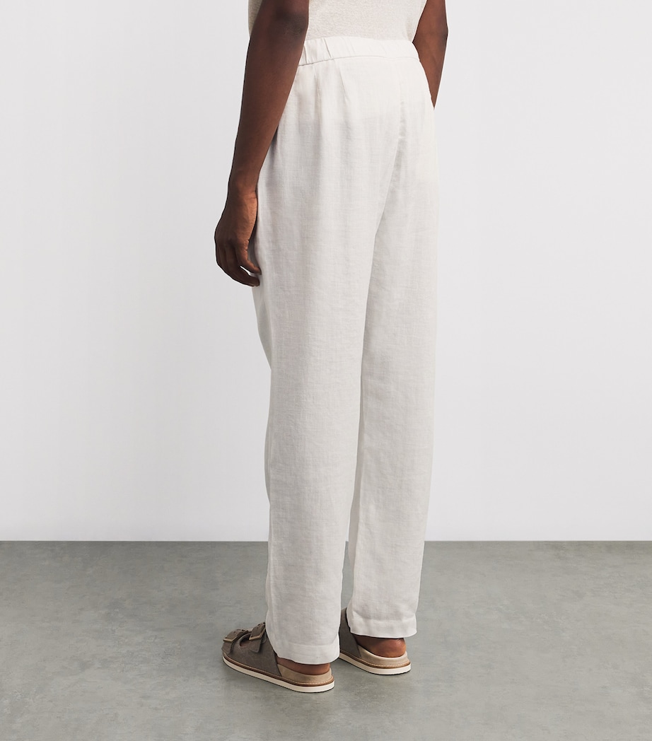Linen-Cotton Oscar Straight Trousers WHITE-01 Image 4