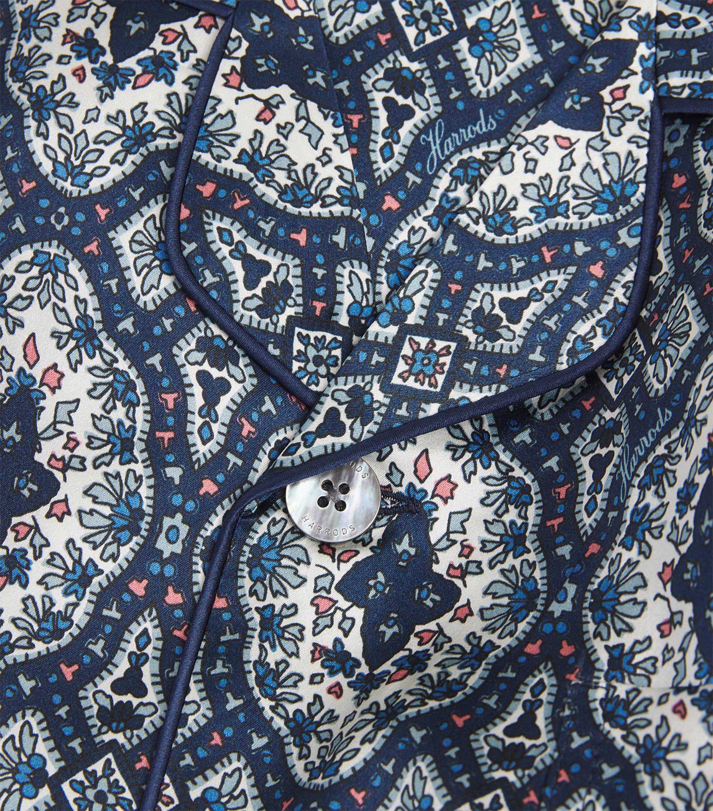 Silk Geometric Tile Print Pyjama Set NAVY Image 5