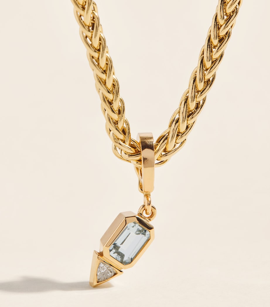 Azlee Yellow Gold, Diamond and Aquamarine March Charm Yellow Gold Image 4