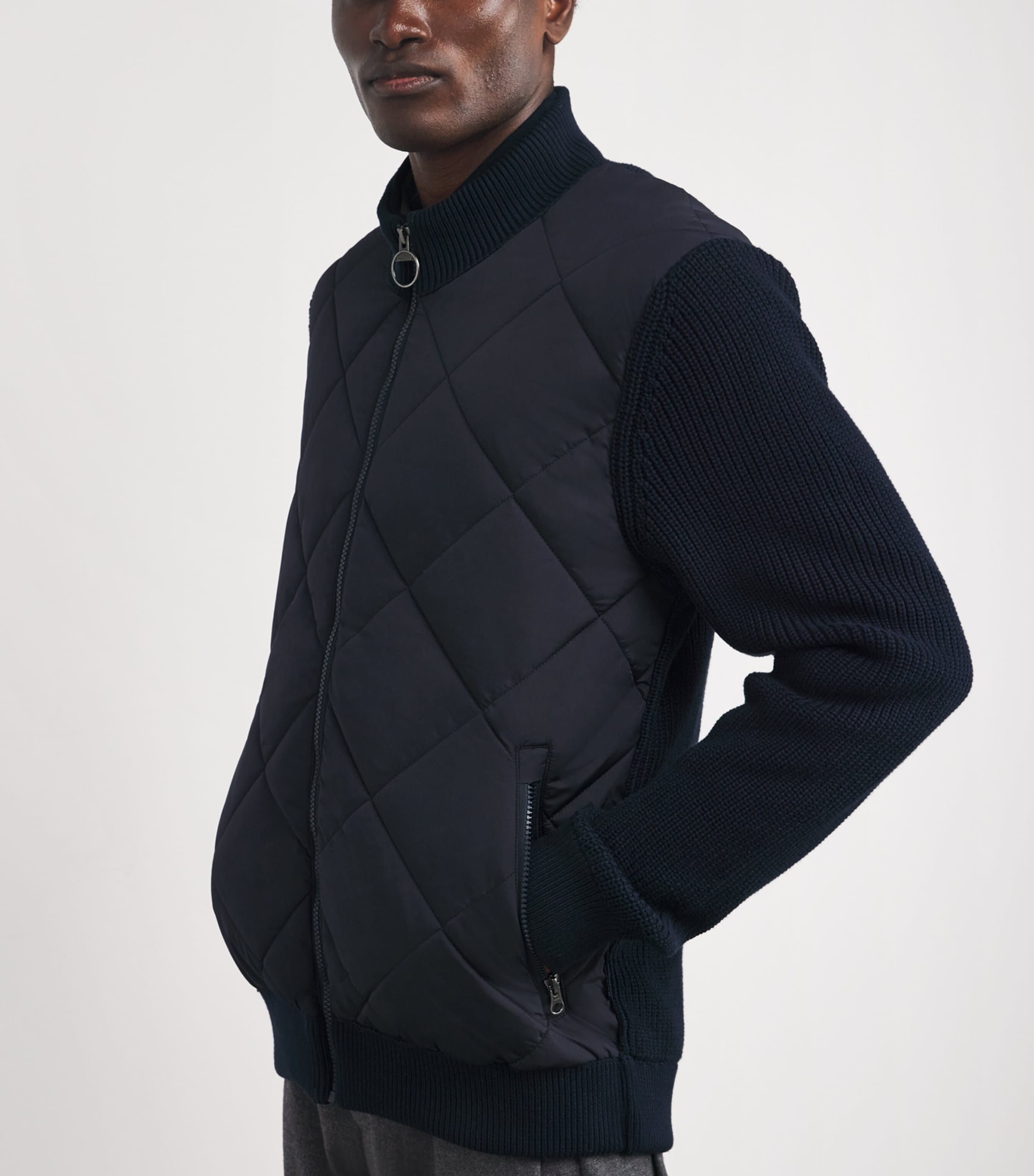 Barbour Mens Knitted Quilted Newland Jacket Navy Image 6