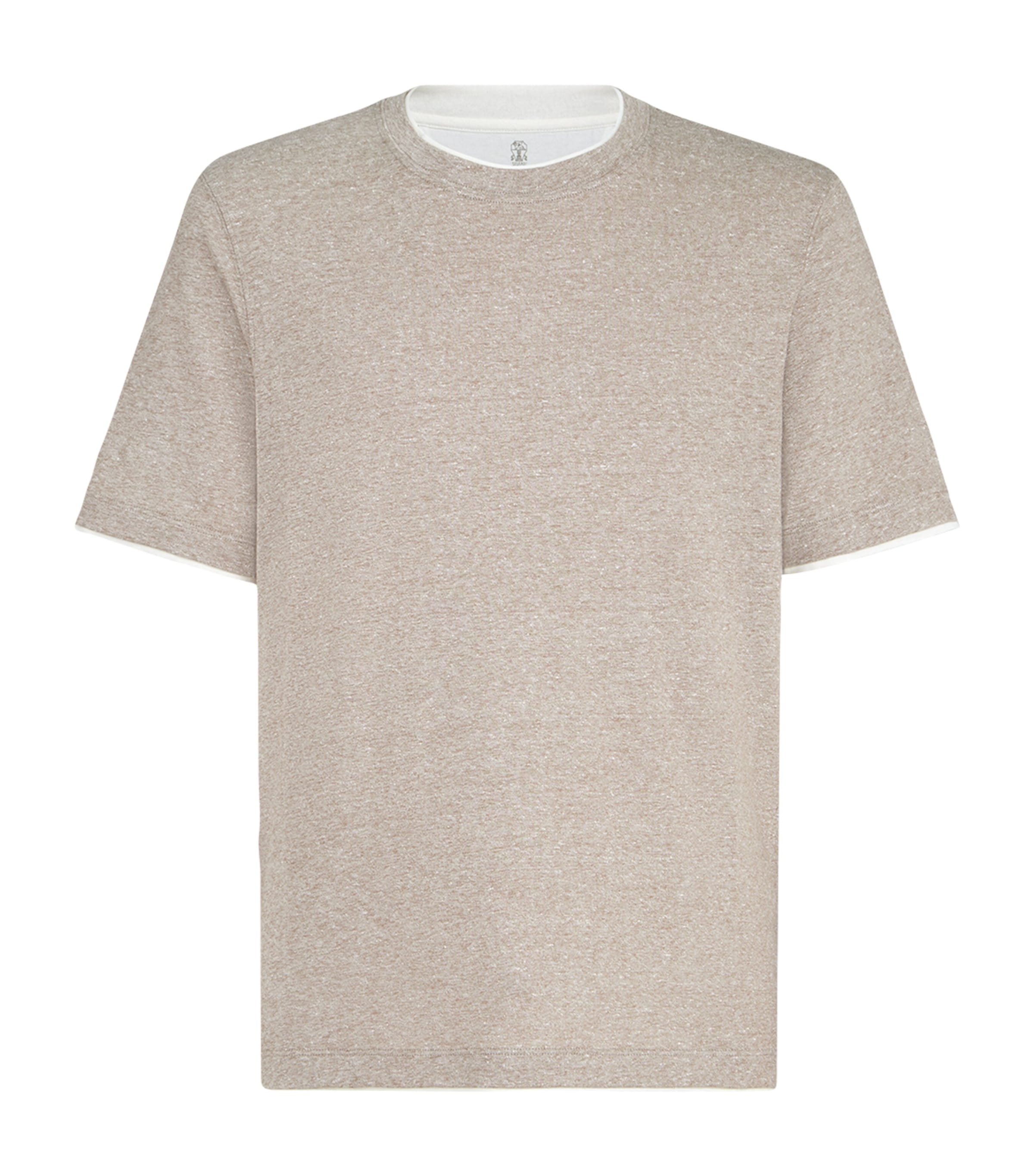 Brunello Cucinelli Mens Linen-Cotton Jersey Faux-Layered T-Shirt Image 1