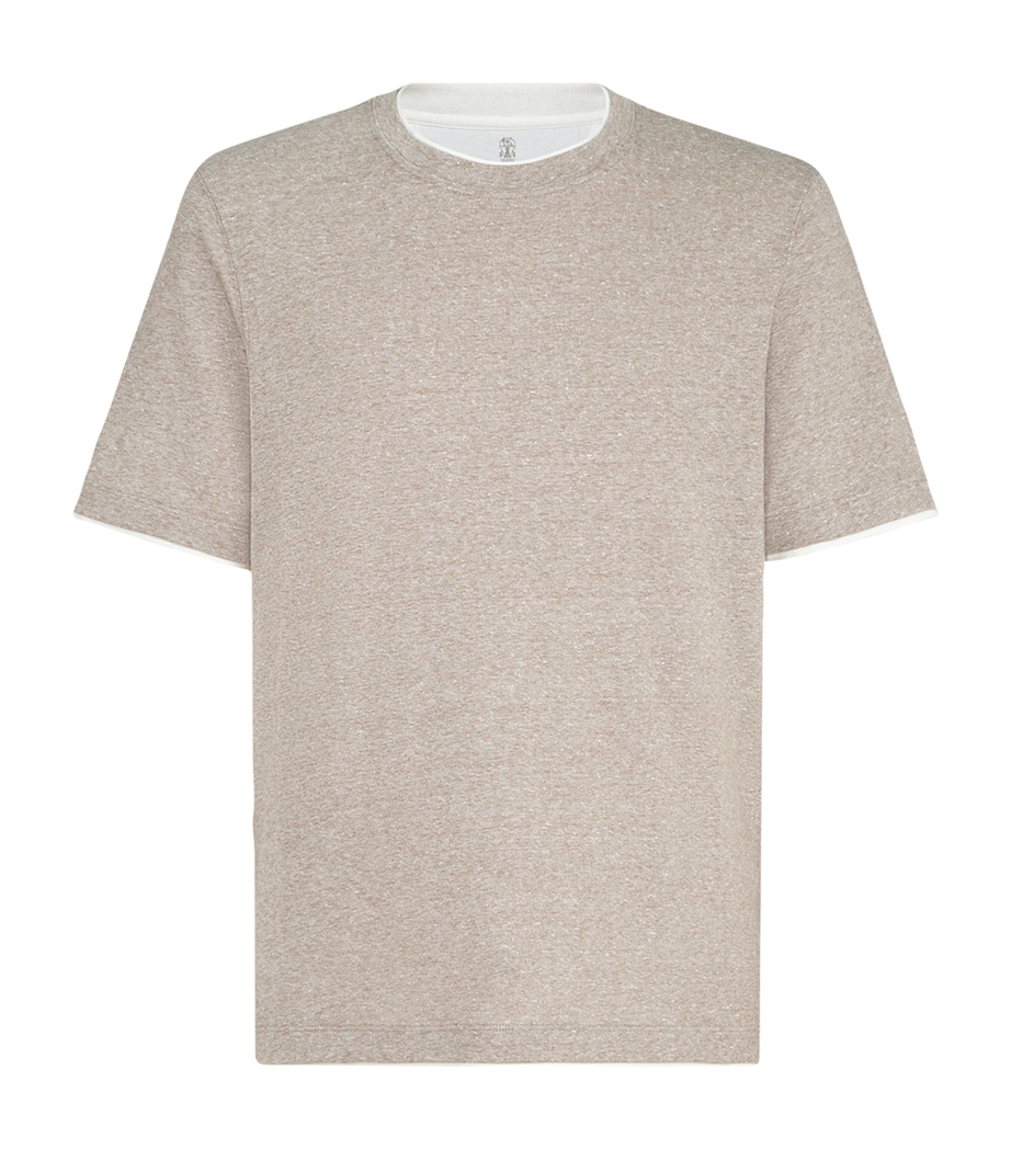 Brunello Cucinelli Mens Linen-Cotton Jersey Faux-Layered T-Shirt Image 1