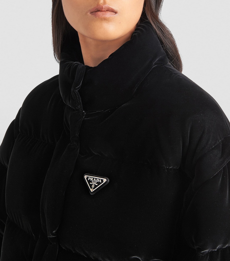 Prada Womens Velvet Convertible Down Jacket Image 5