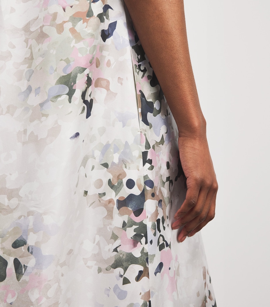 Agnona Womens Silk Patterned Midi Dress Stone Image 6