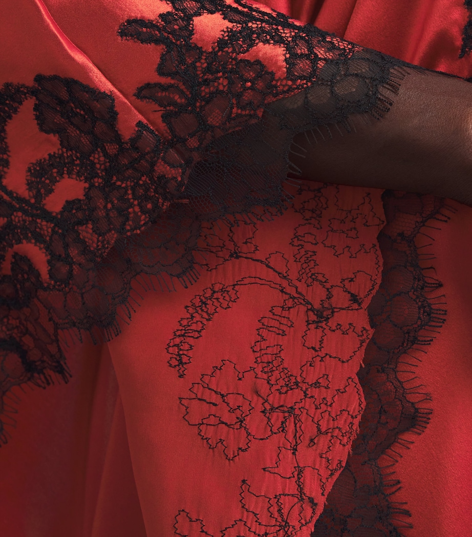 Silk Lace Tokoni Kaftan Nightdress SPICE/BLACK Image 4