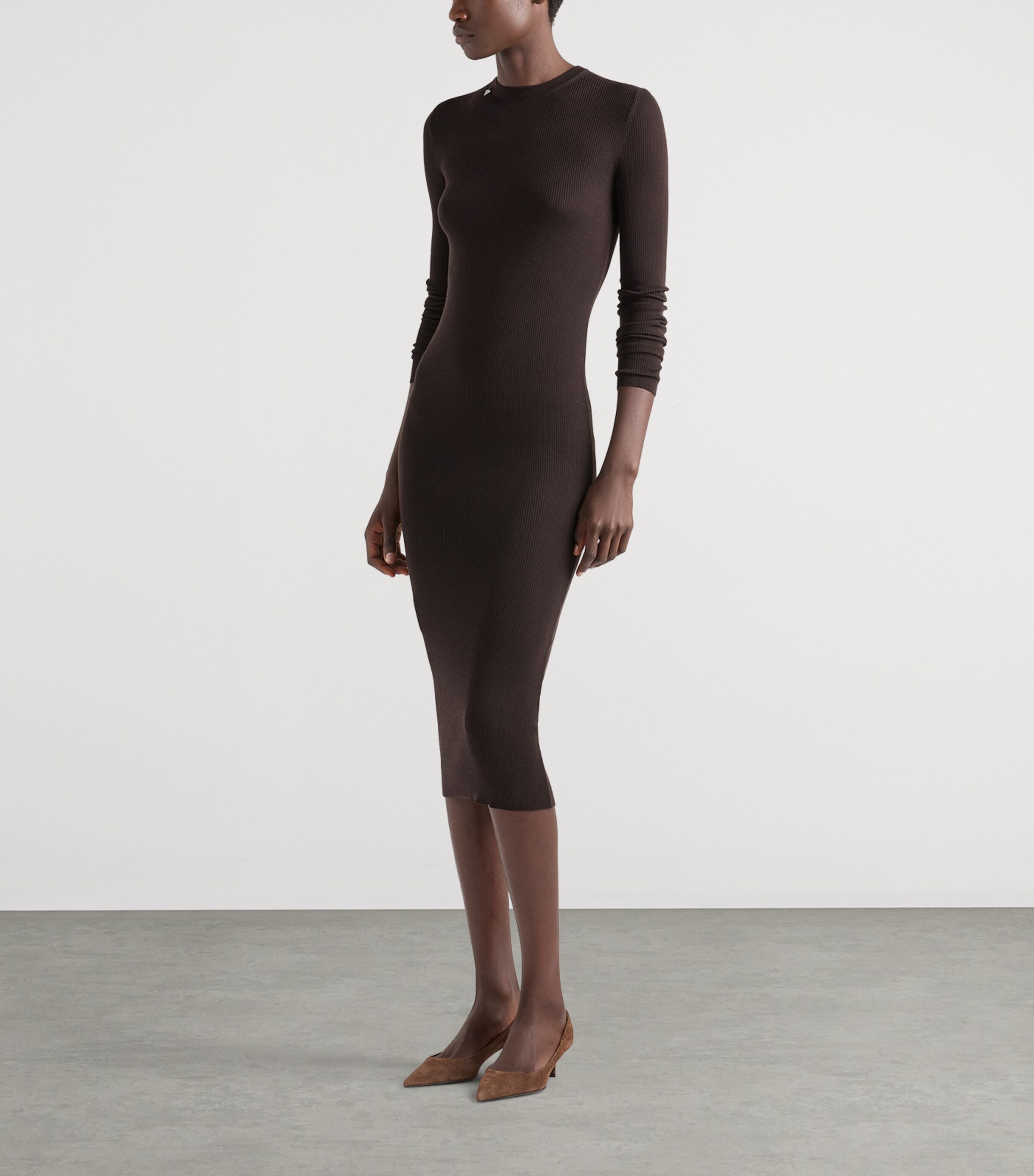 Prada Womens Wool Triangle Charm Midi Dress Image 2