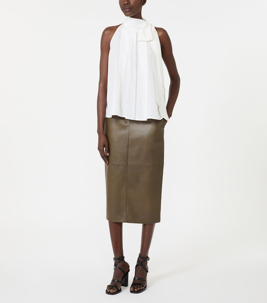 Max Mara Womens Silk Tie-Neck Blouse White Image 2
