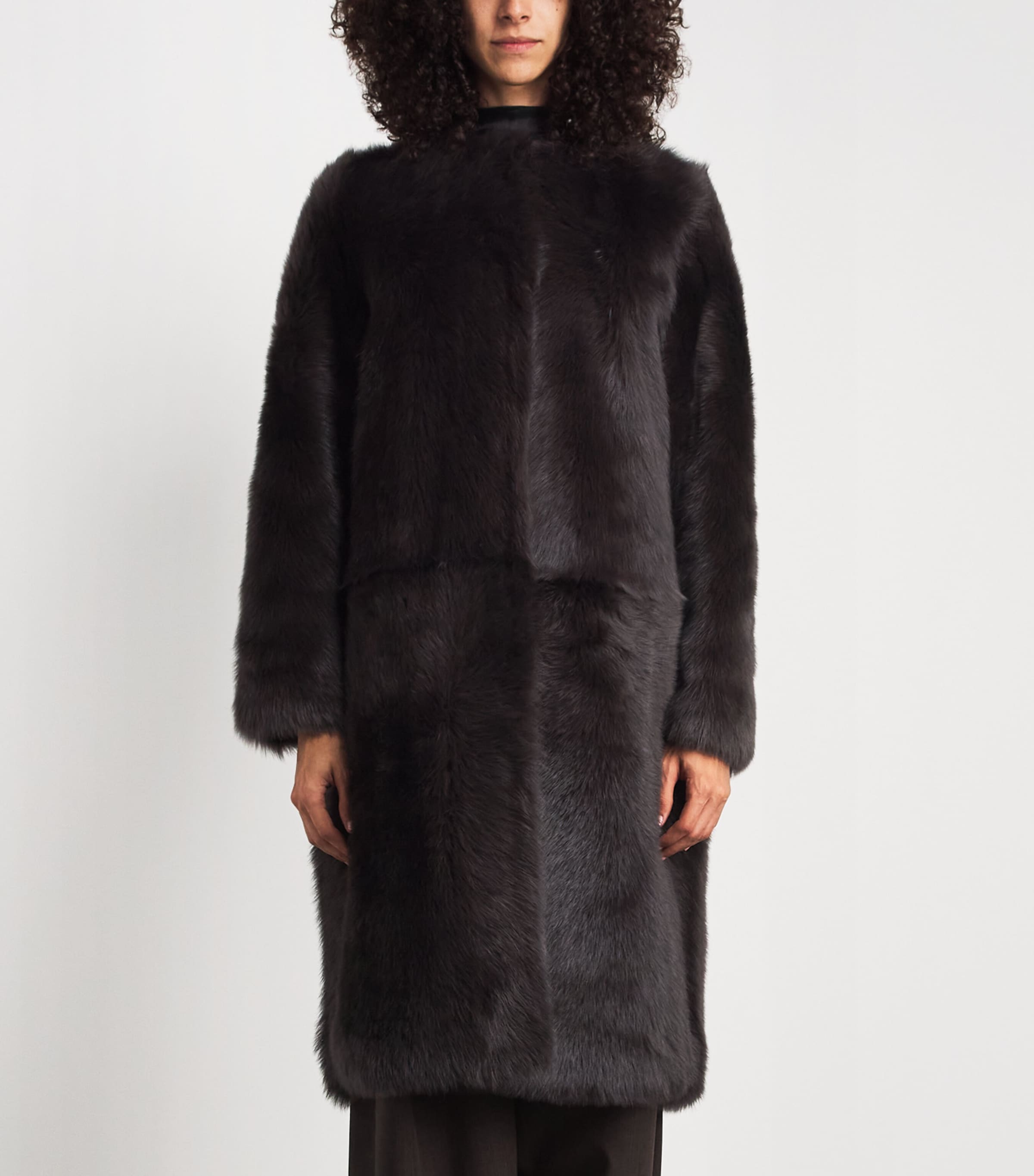 Almada Label Womens Shearling Gemma Coat Chocolate Image 4