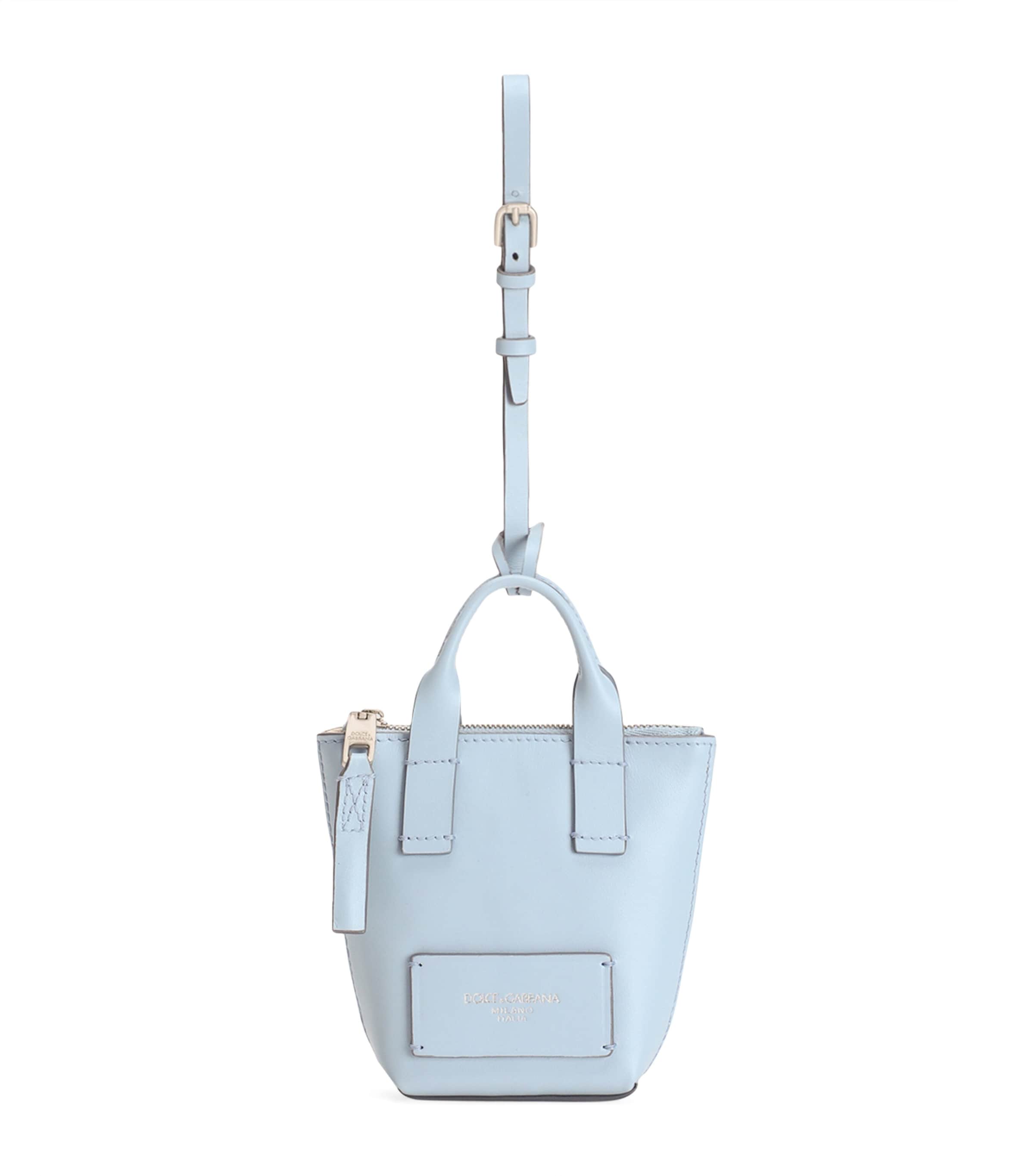 Dolce & Gabbana Calfskin Adamo Mini Bag Charm In Blue