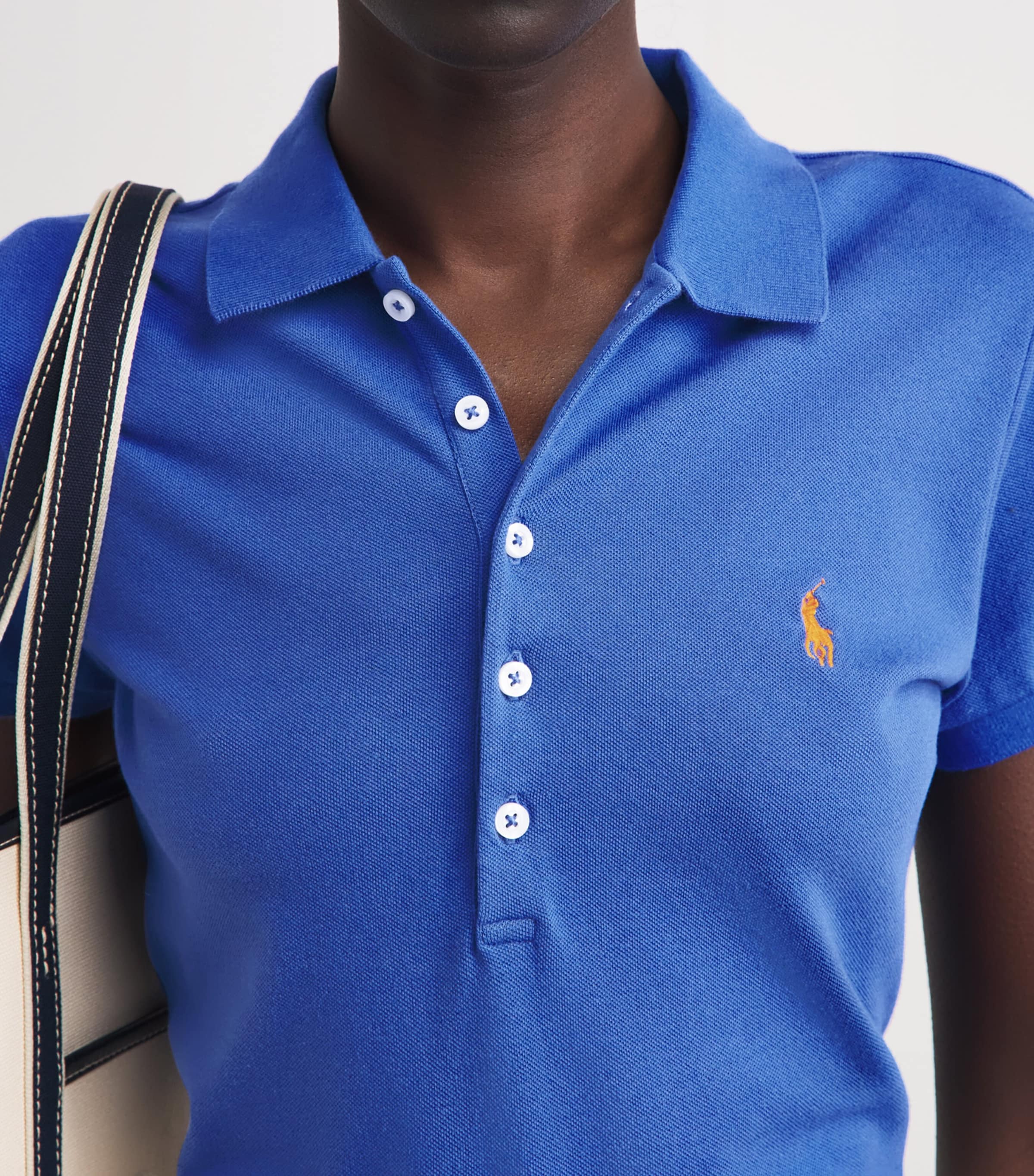 Polo Ralph Lauren Womens Cotton Slim Polo Shirt New Iris Image 3