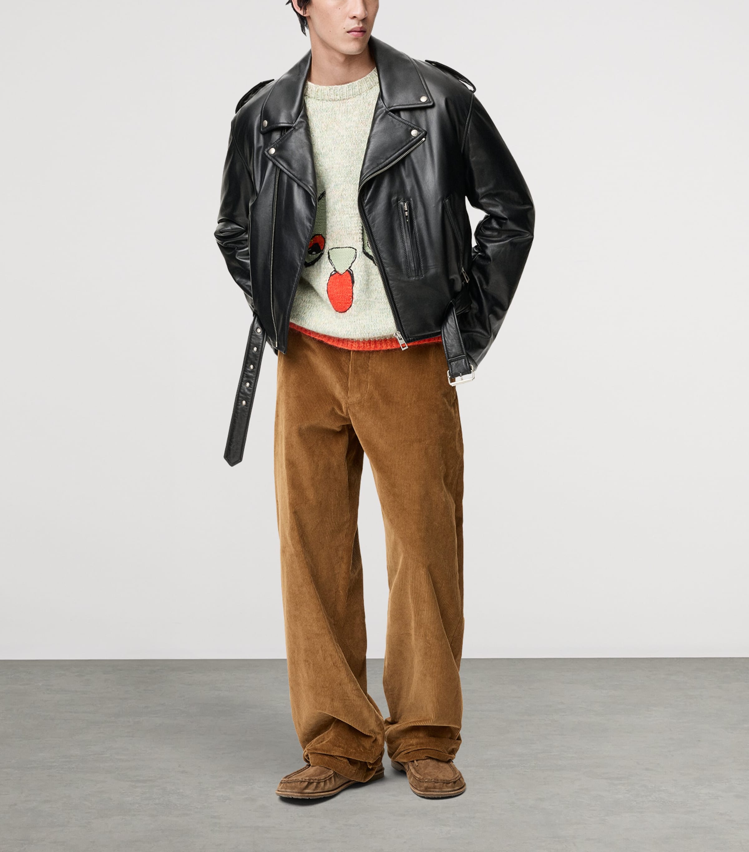 Quote Leather Biker Jacket BLACK Image 3