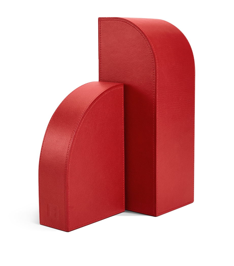 Leather Left Cubist Bookend RED Image 2