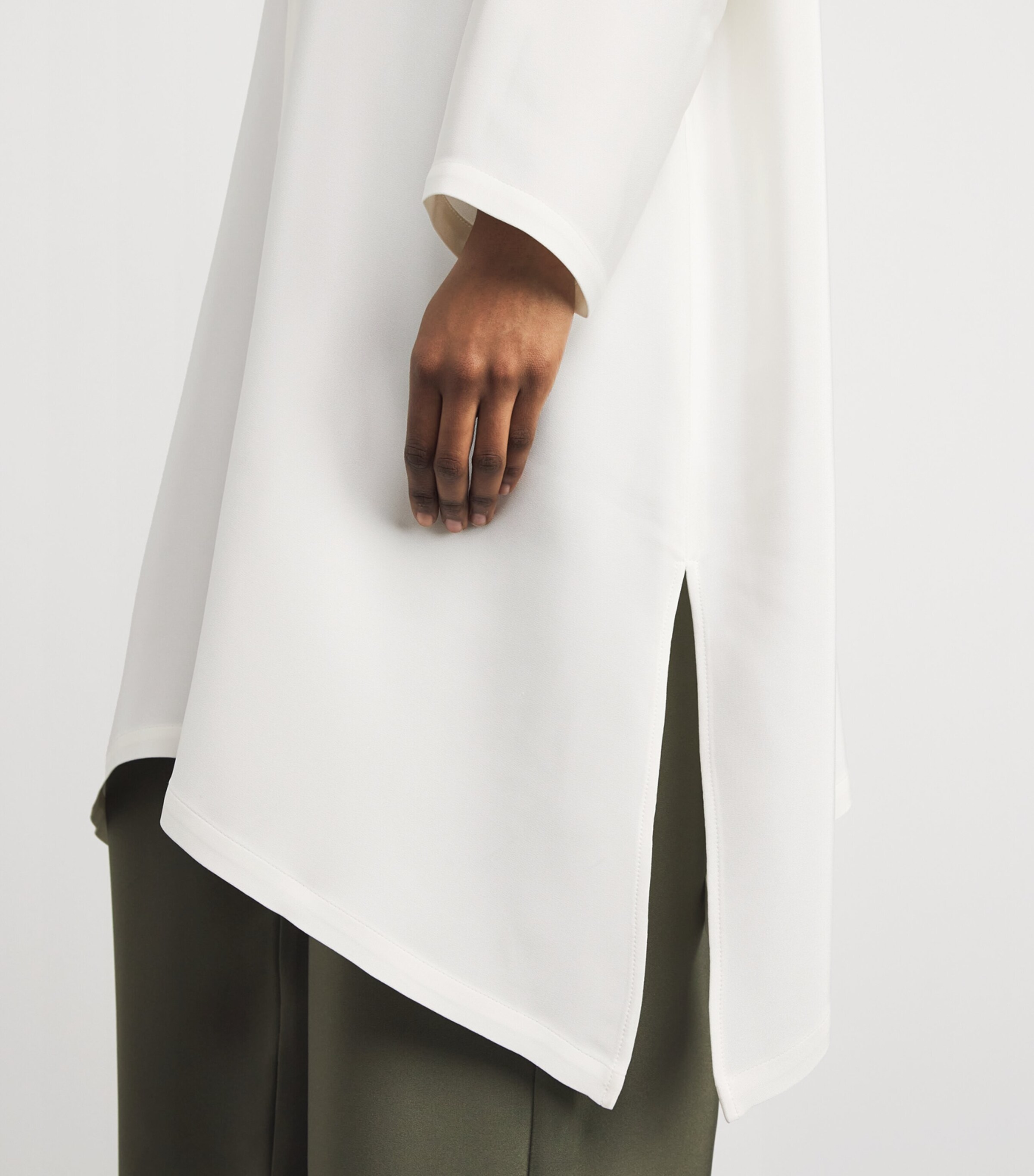 Silk Longline Shirt WHITE Image 6