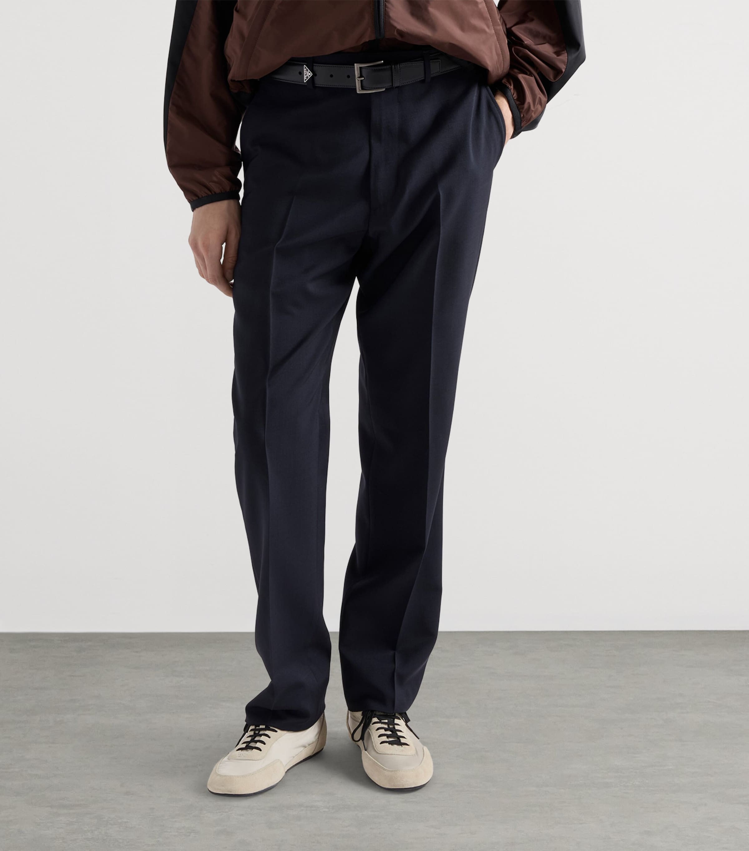 Prada Mens Wool-Mohair Trousers Blue Image 4