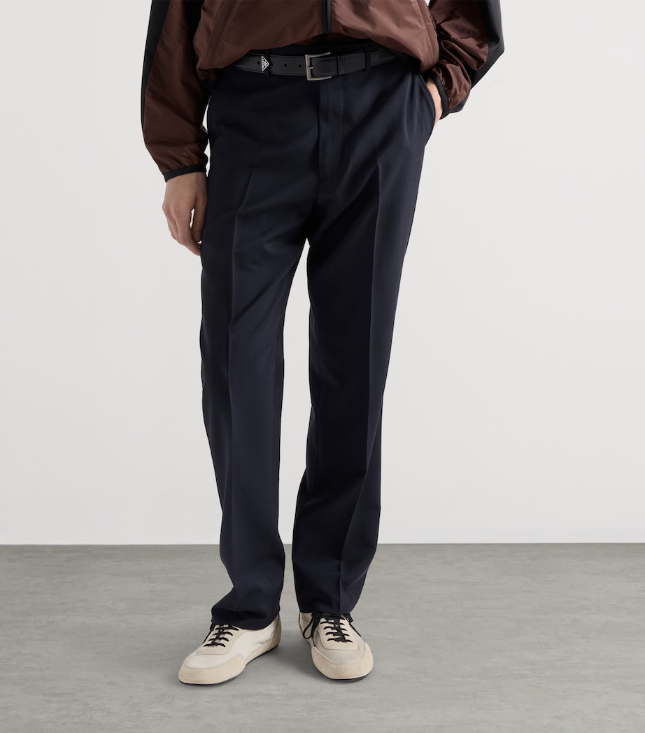 Prada Mens Wool-Mohair Trousers Blue Image 4