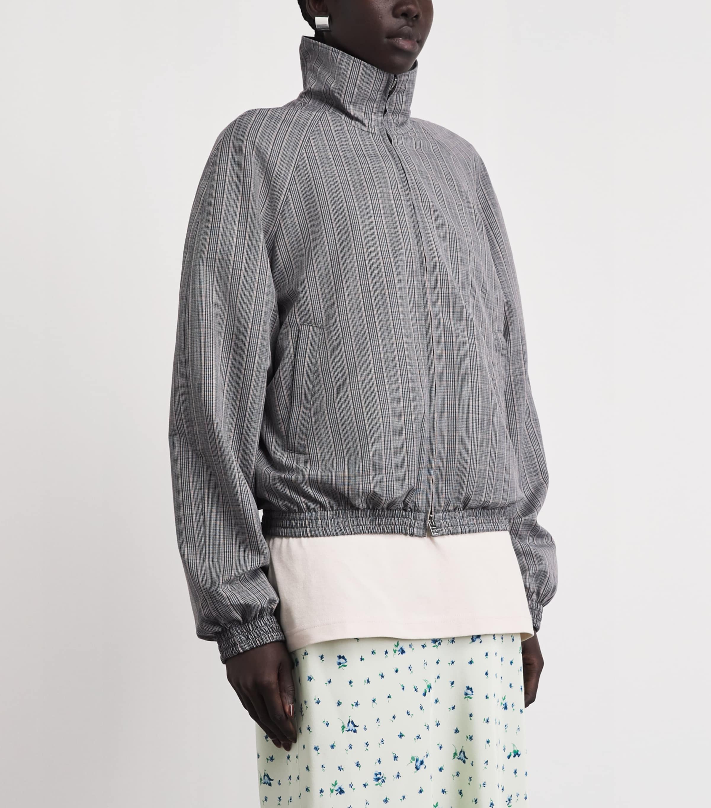 Acne Studios Womens Check Tailored Bomber Jacket Multi Grey Image 4