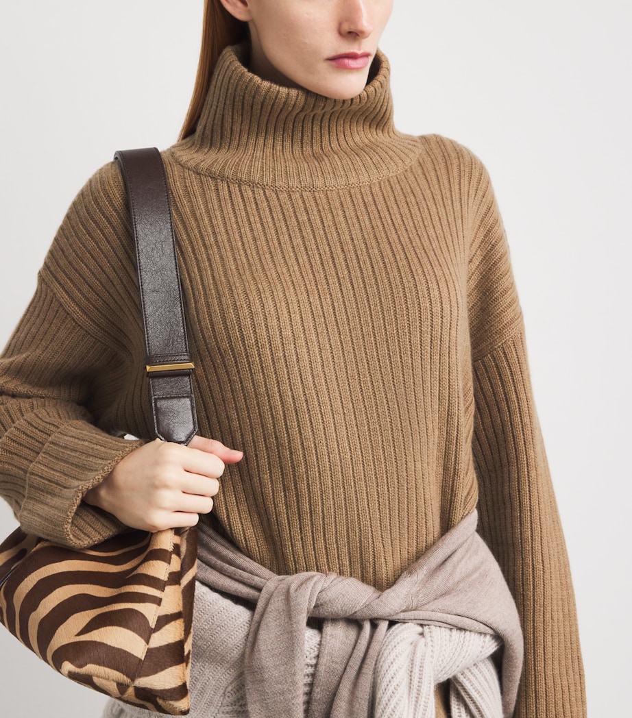 Le Kasha Womens Organic Cashmere Galway Sweater Camel Image 6