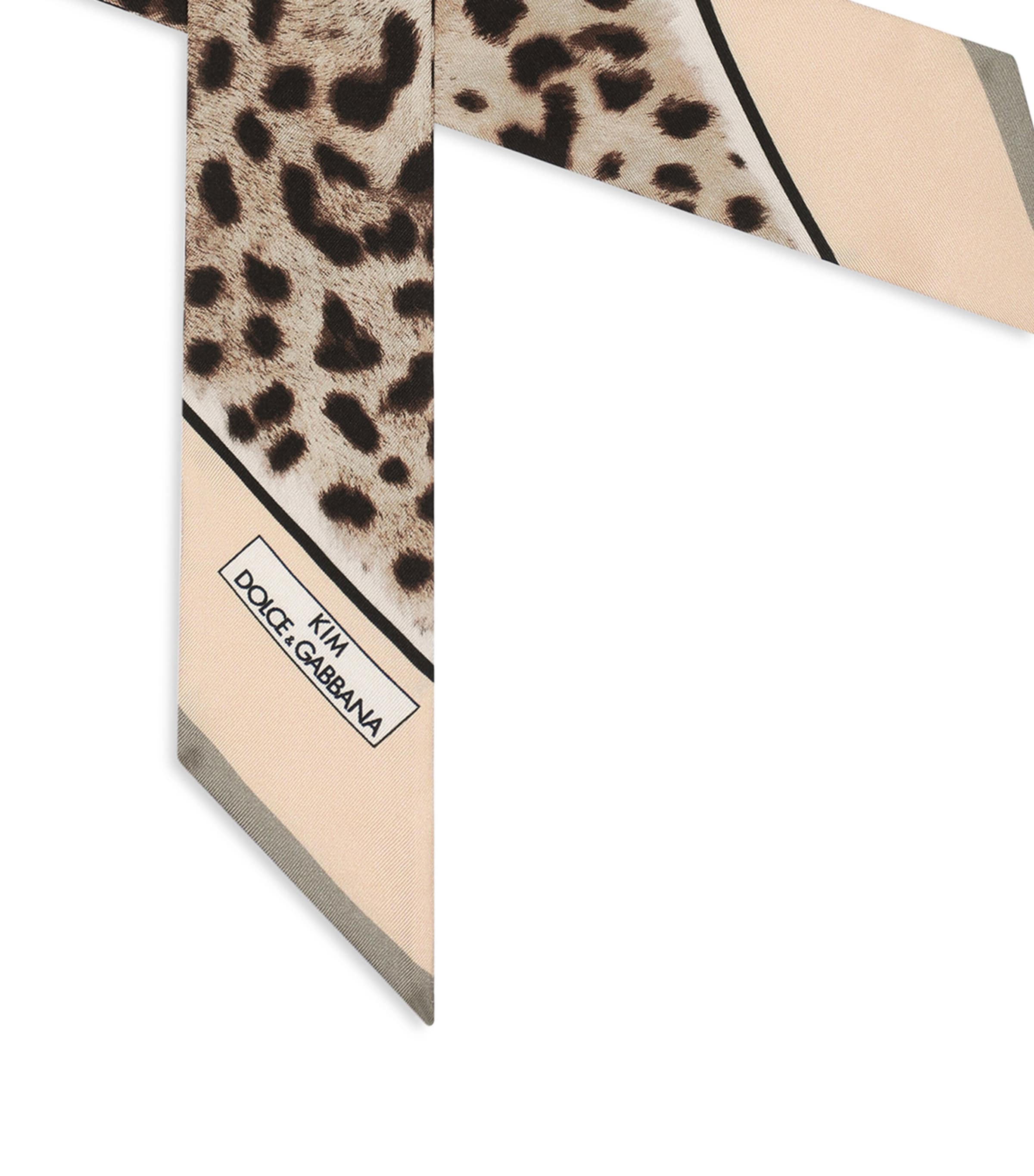 KIM DOLCE&GABBANA Leopard Print Twill Headscarf H213M-LEO BORDO NUDO Image 4