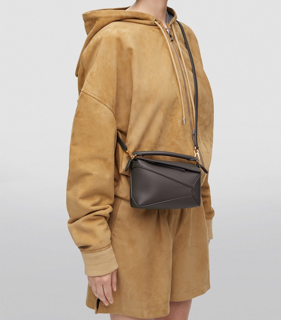 Mini Leather Puzzle Edge Top-Handle Bag DARK GREY Image 2