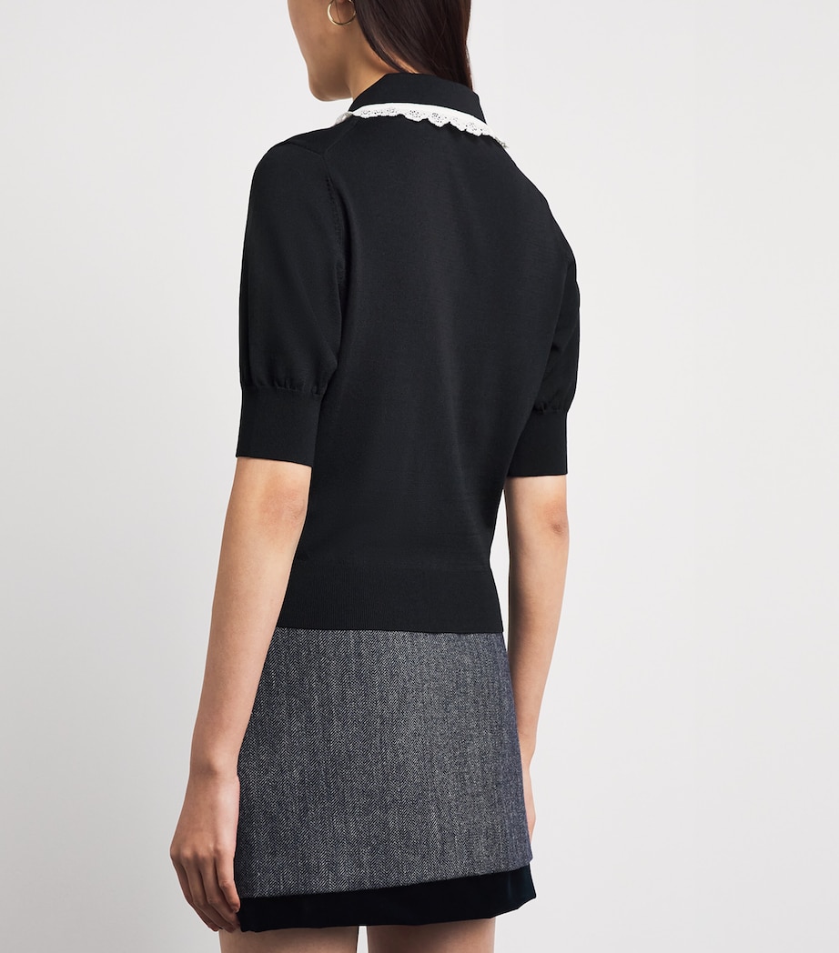 Claudie Pierlot Womens Lace-Collar Cardigan Dual Color Image 5
