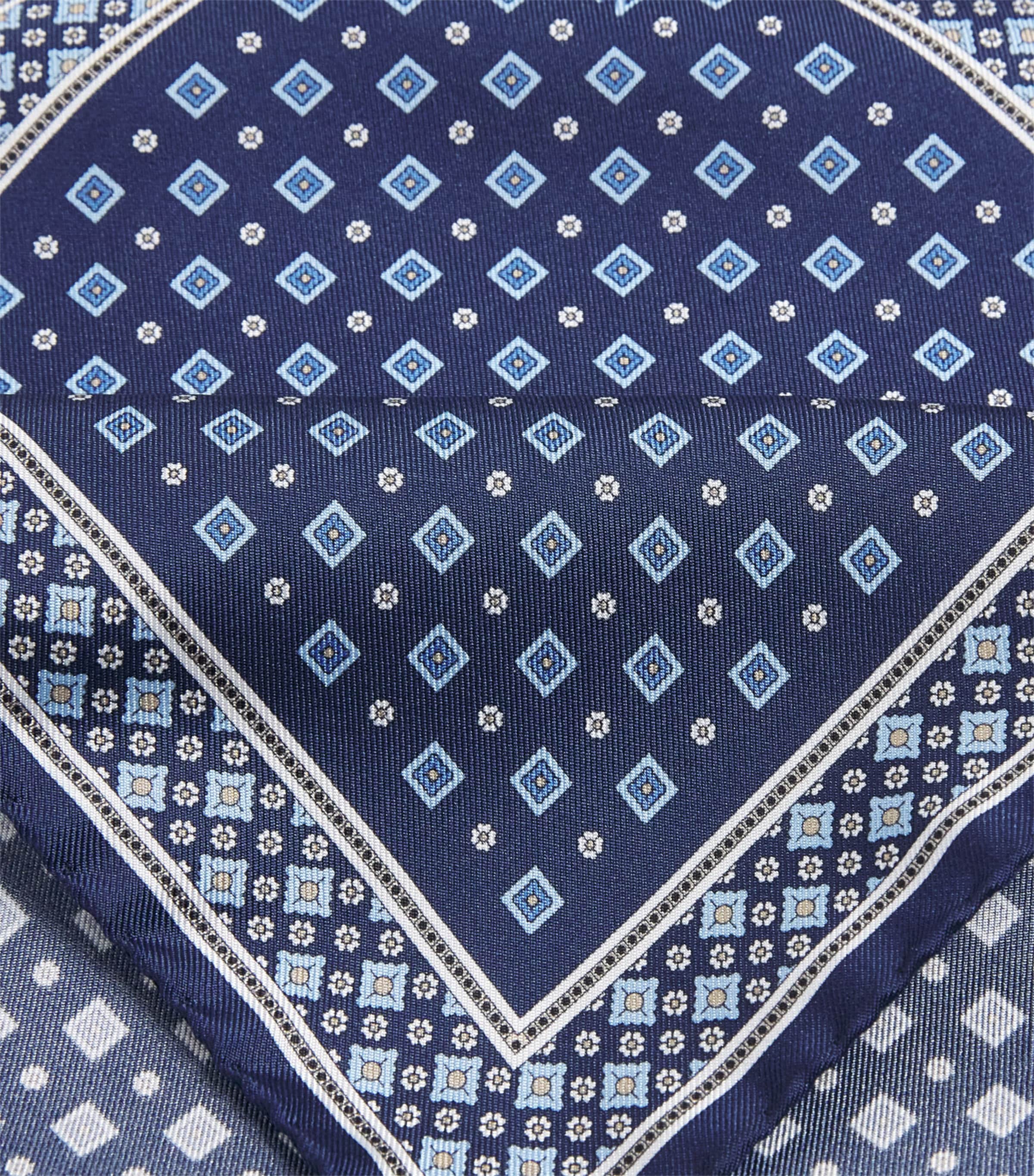 Eton Silk Floral Pocket Square Navy Blue Image 3