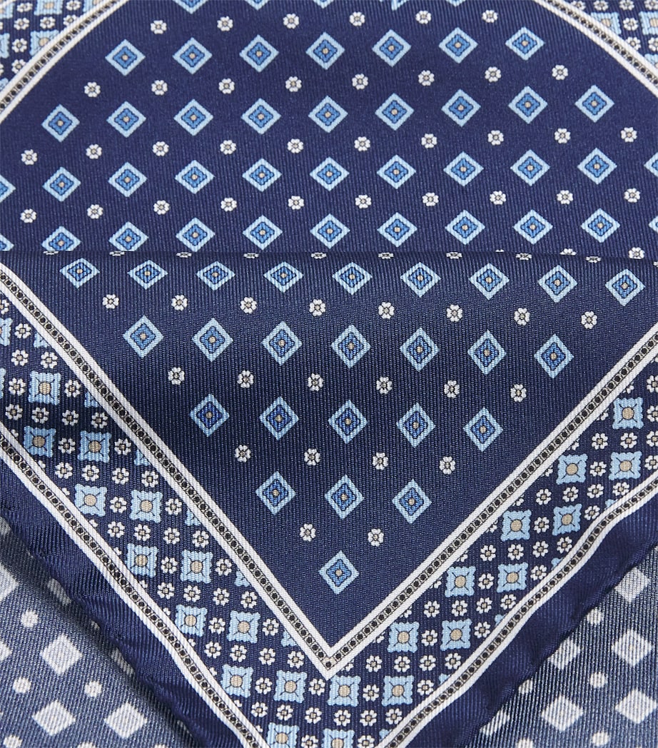 Eton Silk Floral Pocket Square Navy Blue Image 3
