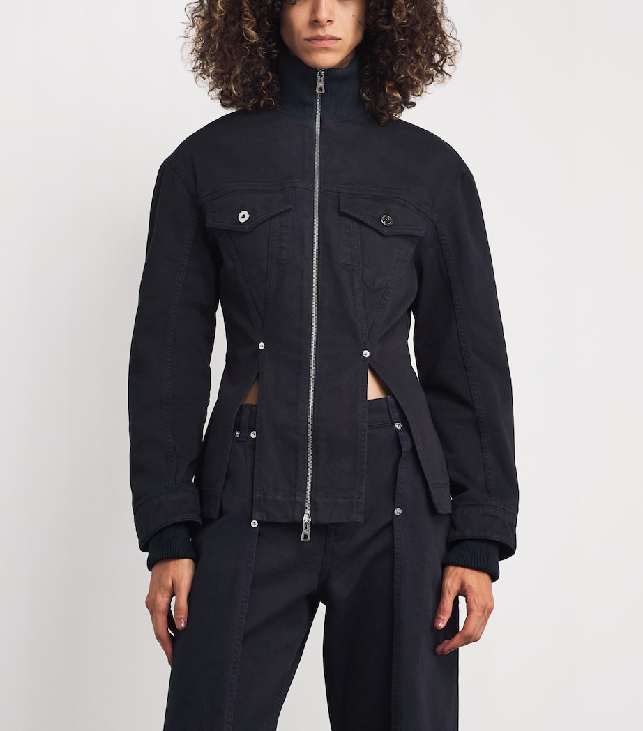 Split-Hem Denim Jacket 59-NAVY Image 3