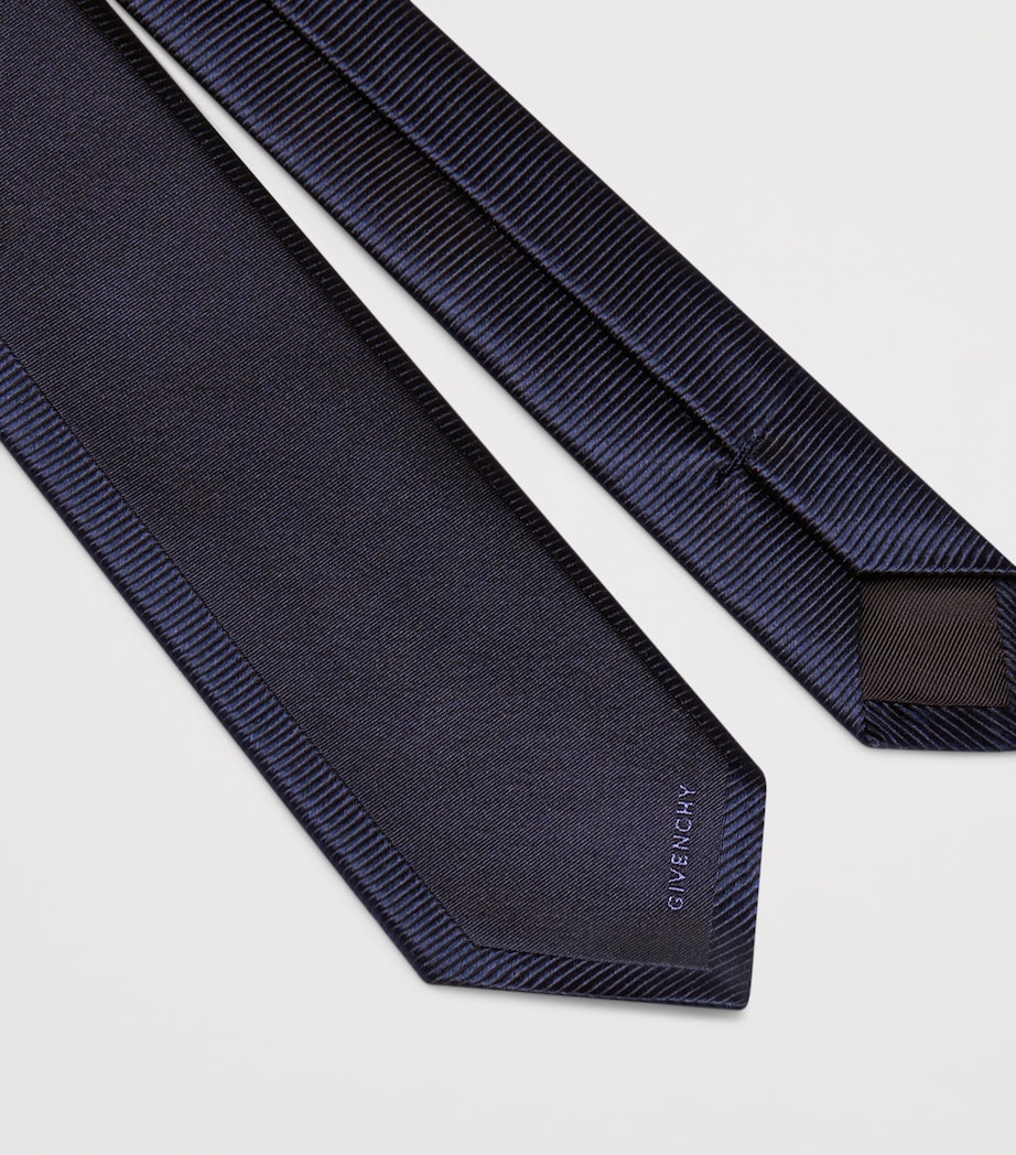 Silk Jacquard Stripe Tie NAVY Image 2