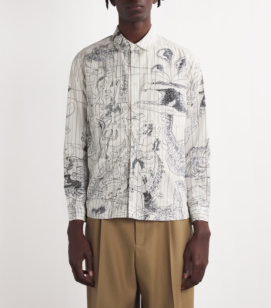 DOMREBEL Mens Cotton Printed Utopia Shirt Beige Image 3