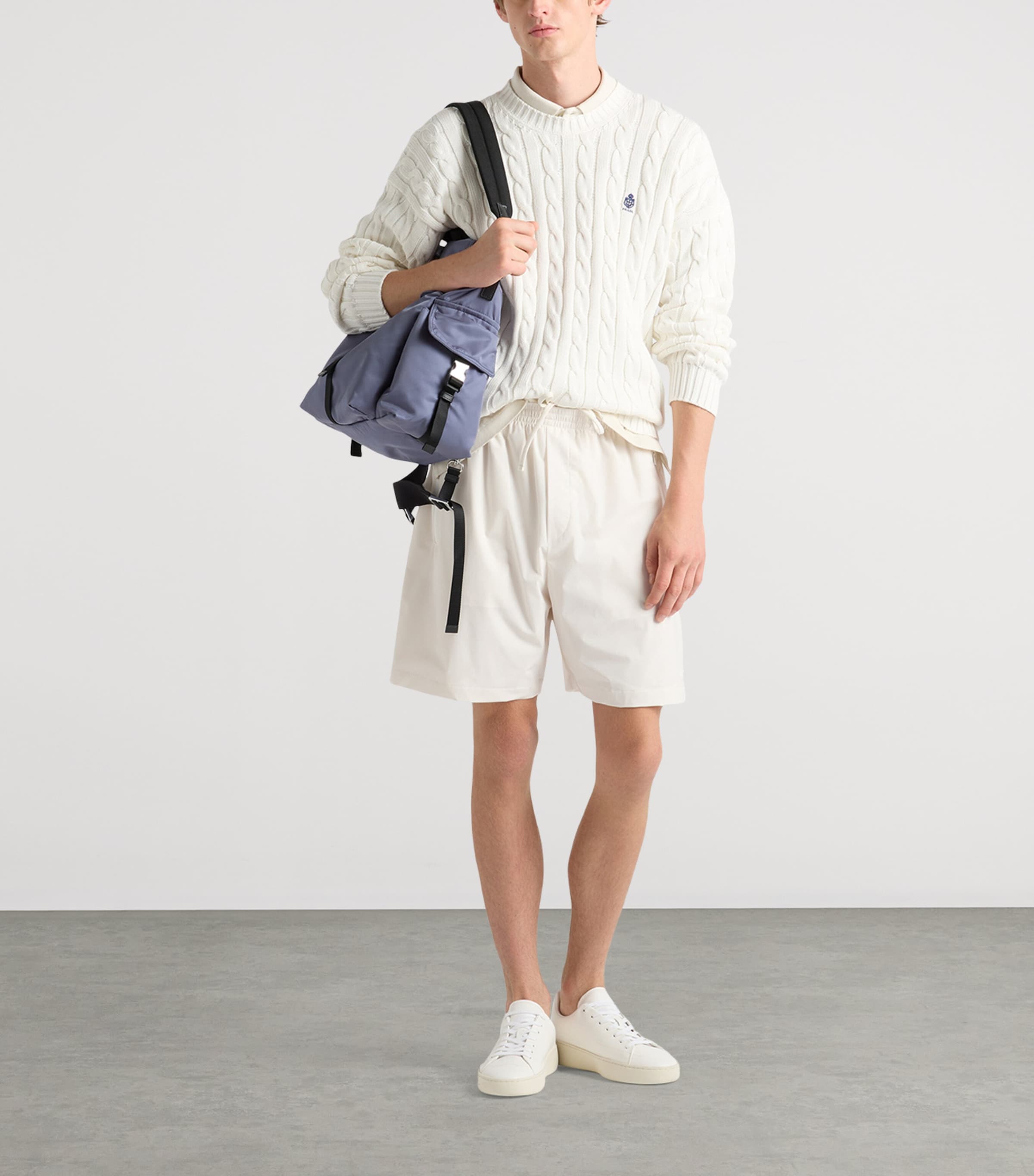 Prada Mens Re-Nylon Bermuda Shorts Neutral Image 2