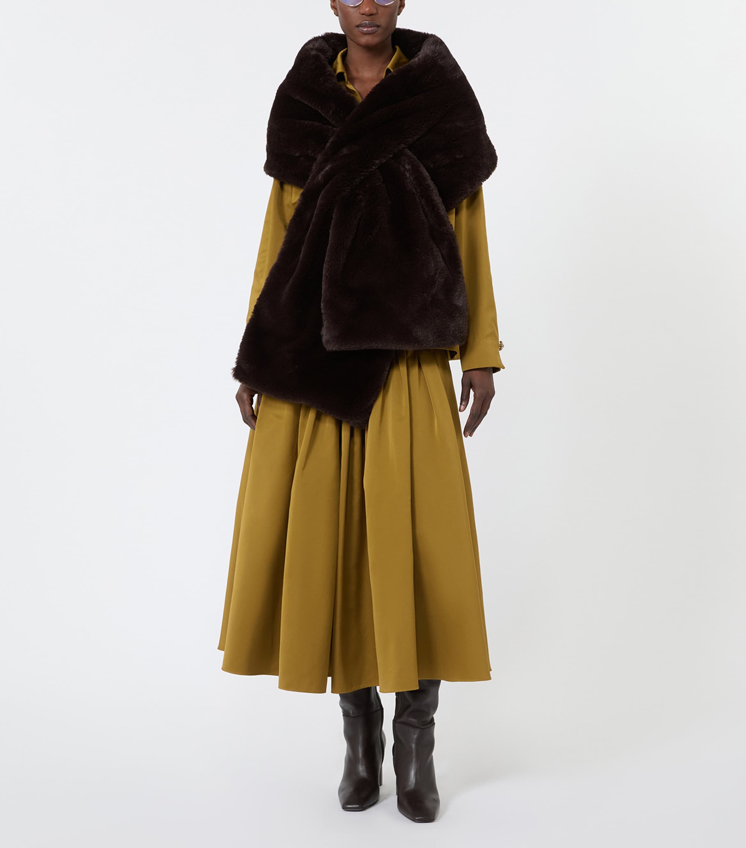 Max Mara Womens Pleated Midi Skirt Mustard Image 2