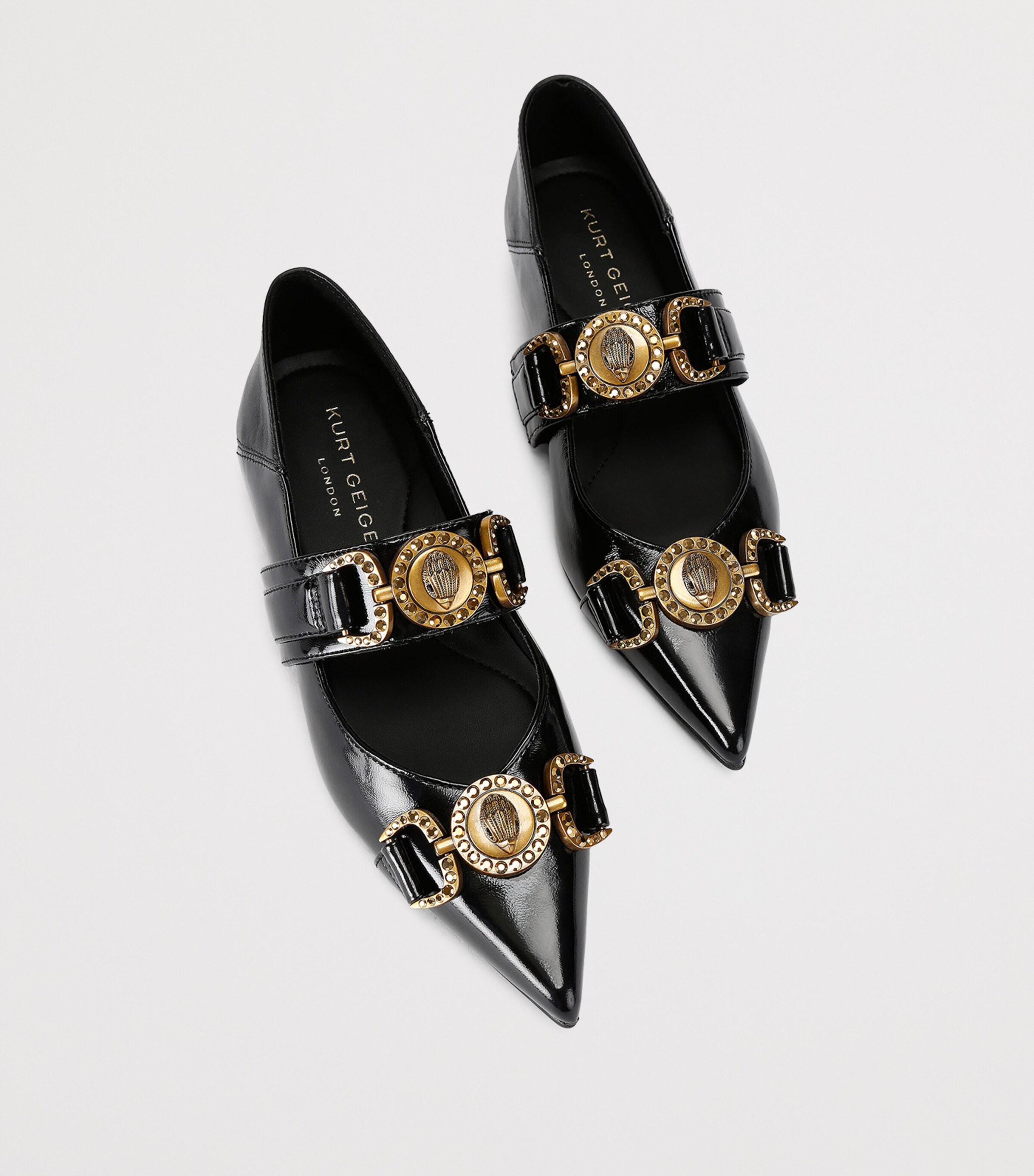 Kurt Geiger London Leather Embellished Mansion Flats Black Image 4