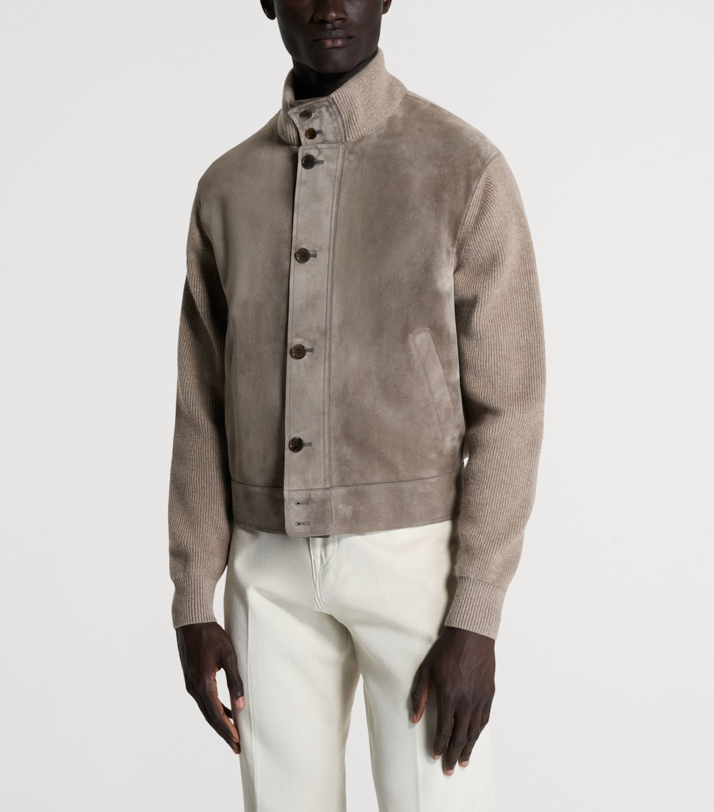 Dunhill Mens Cashmere-Leather Bomber Jacket Image 4