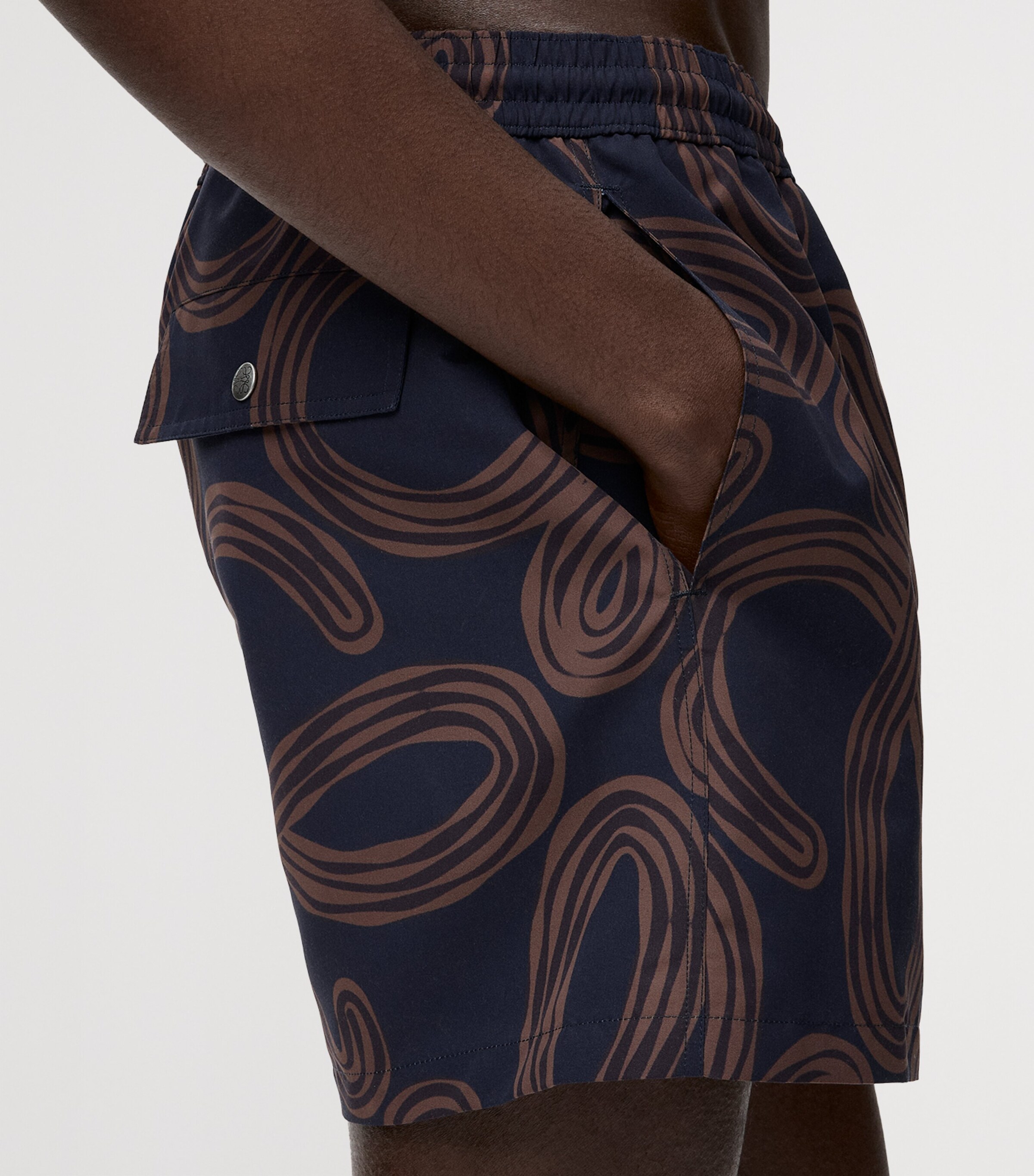 LOEWE Mens x Paula’s Ibiza Anagram Swim Shorts Navy/brown Image 6