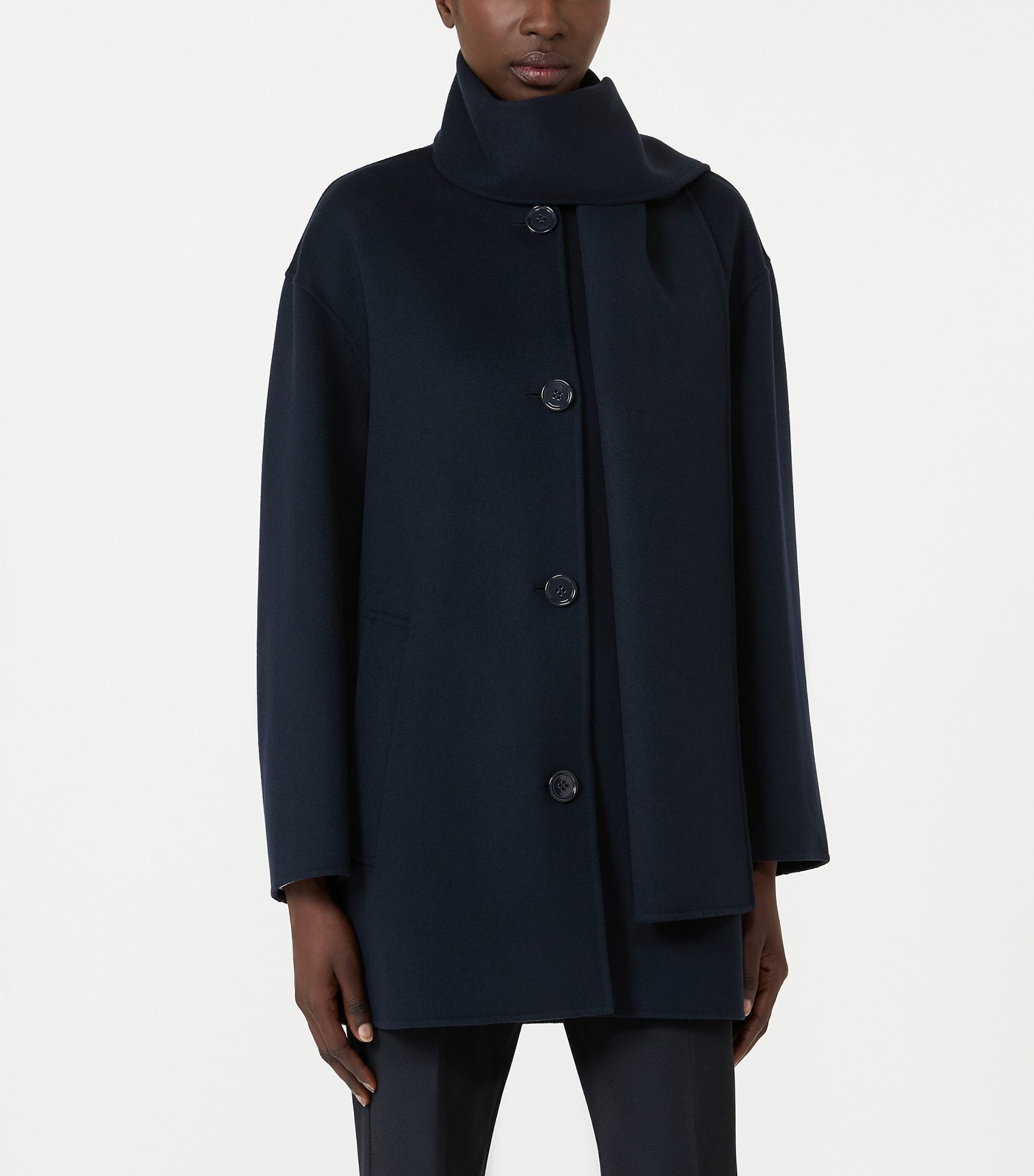 Max Mara Womens Virgin Wool Scarf Coat Midnightblue Image 3