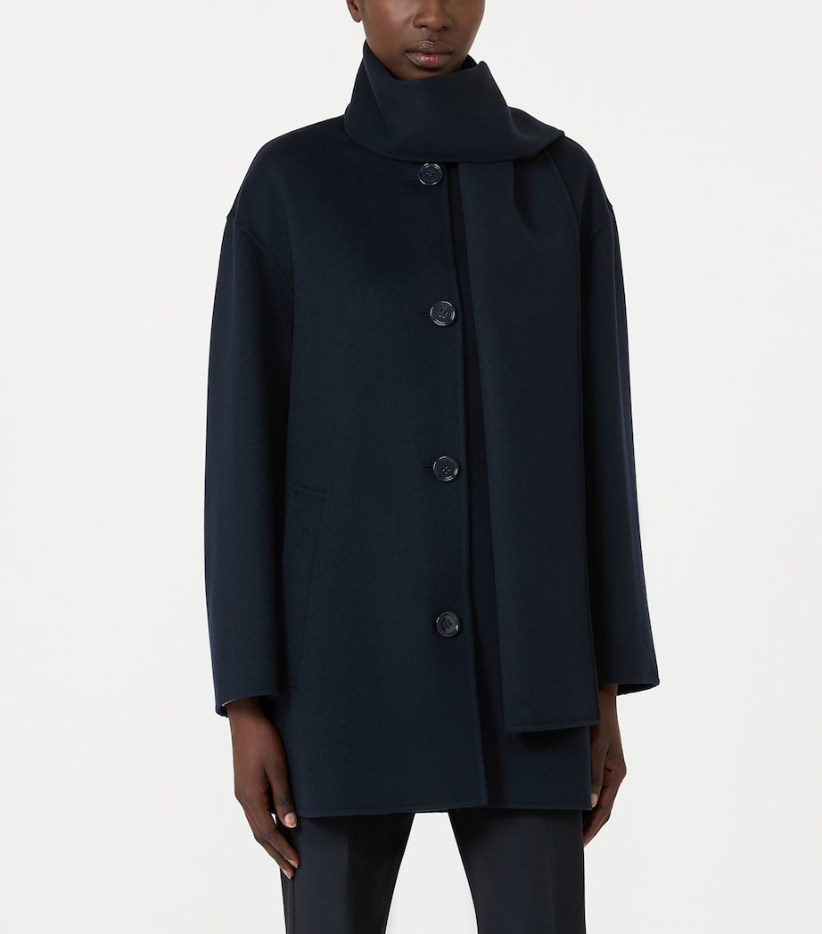 Max Mara Womens Virgin Wool Scarf Coat Midnightblue Image 3