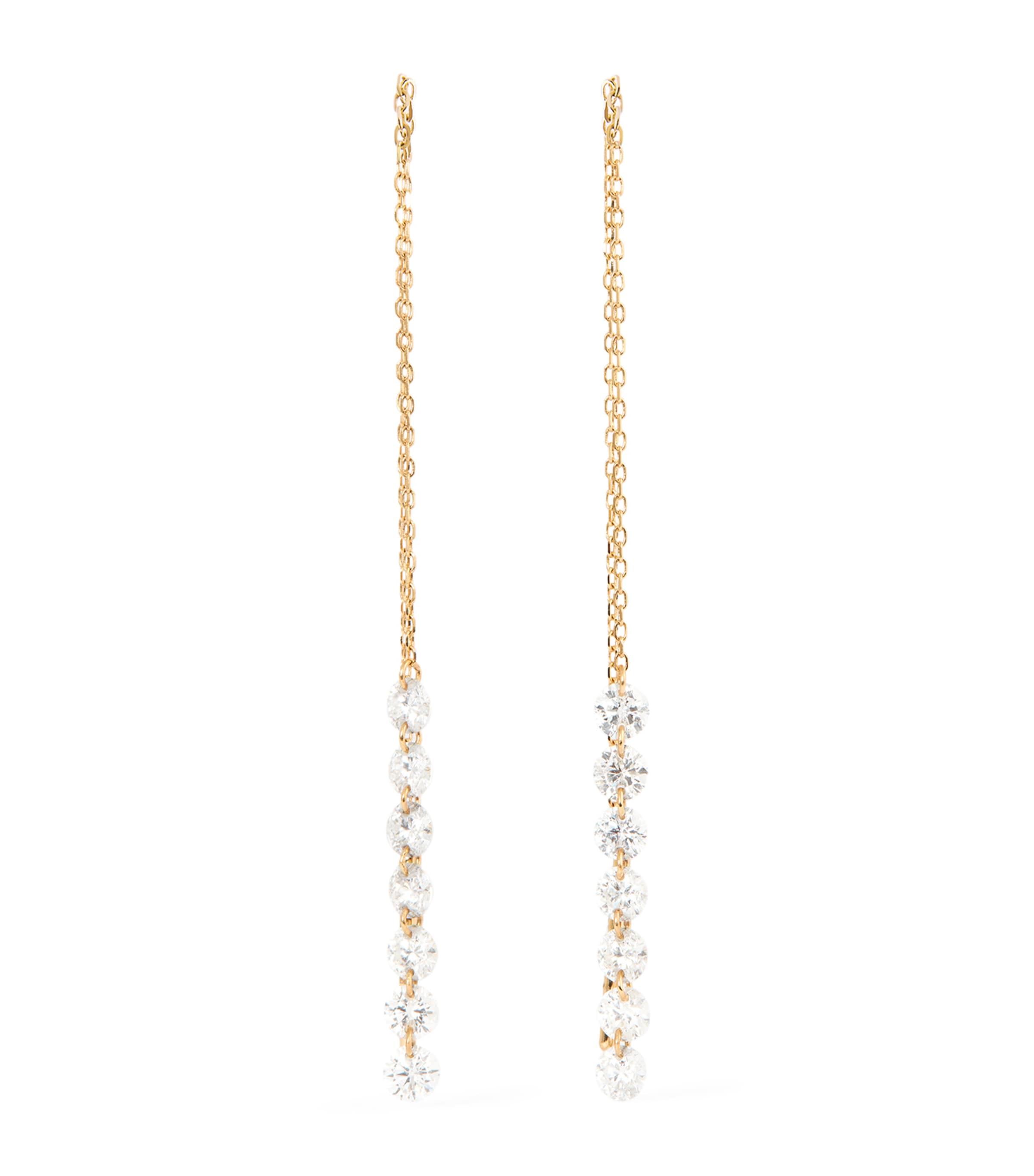Persée Yellow Gold And Diamond Riviere Drop Earrings In Gold