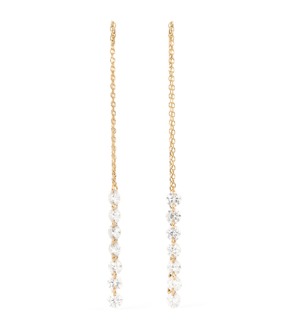 Yellow Gold and Diamond Riviere Drop Earrings GOLD Image 1