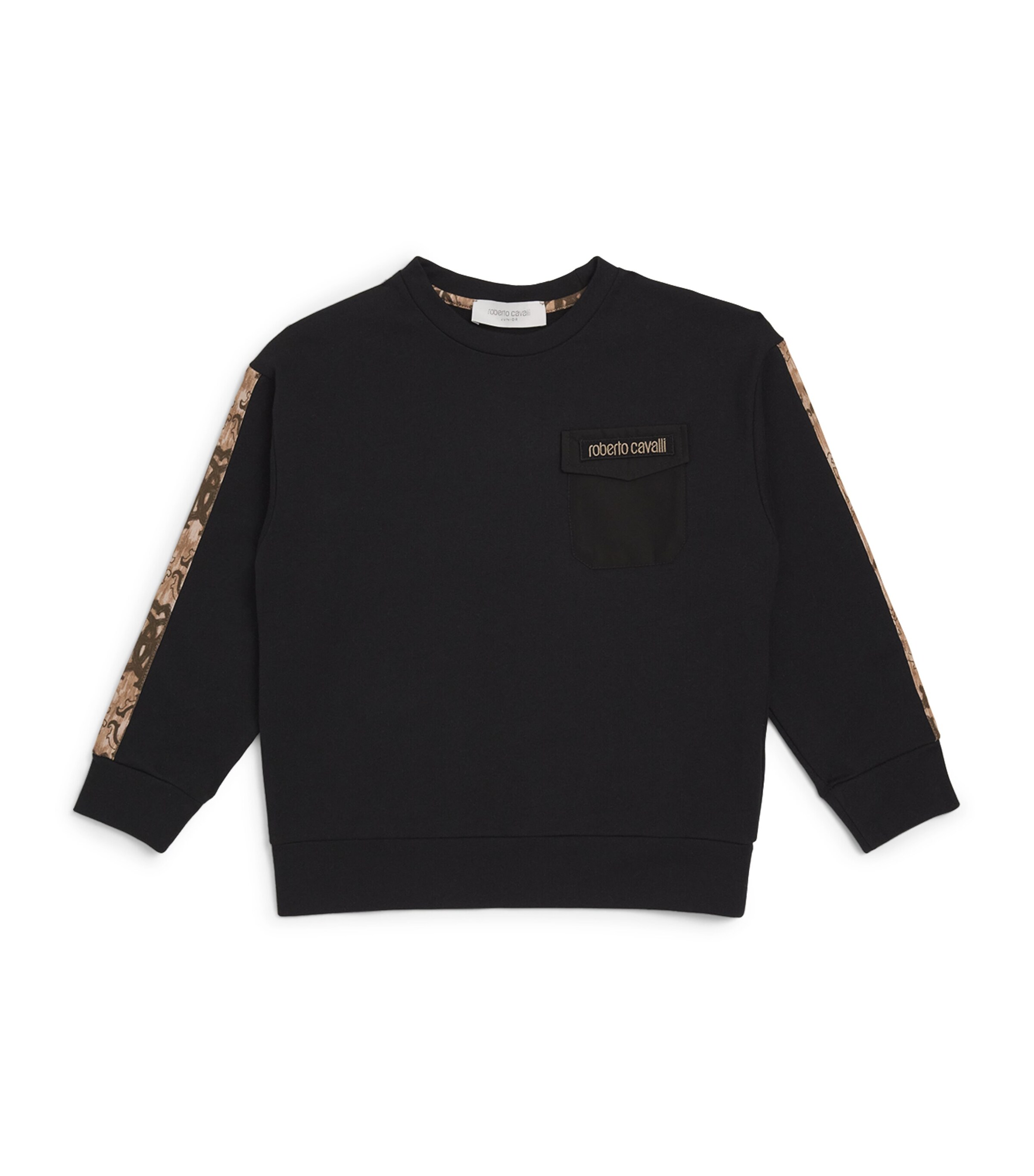 Roberto Cavalli Monogram-print Cotton Sweatshirt In Black