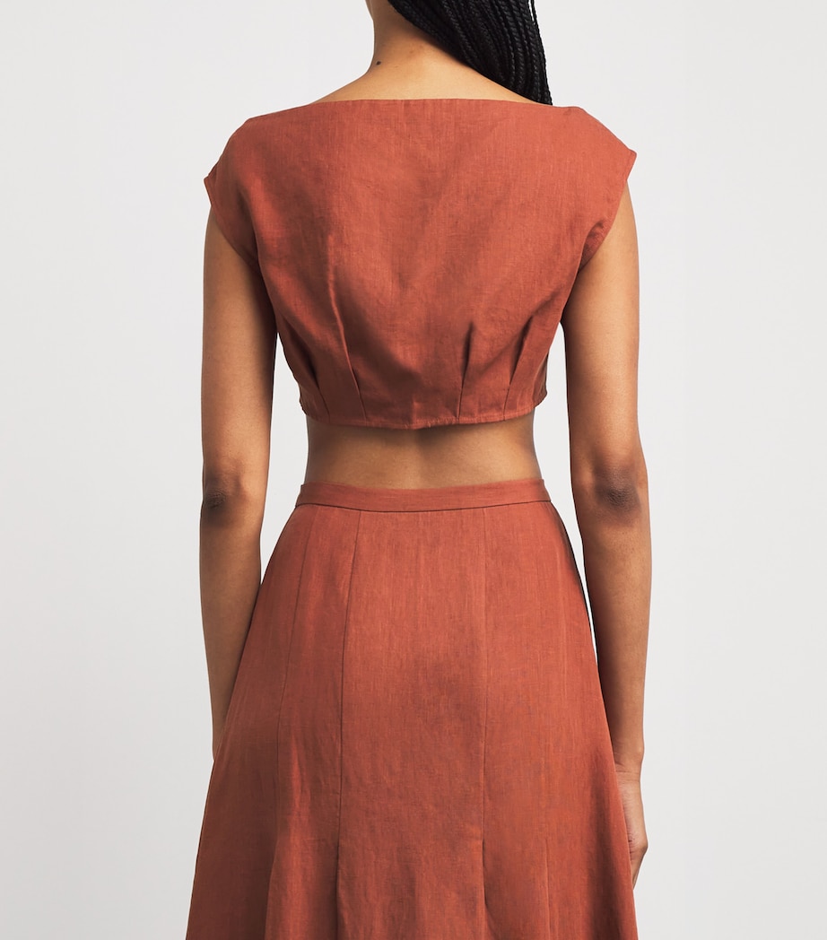 Linen Coin-Detail Tamra Crop Top HARISSA Image 4
