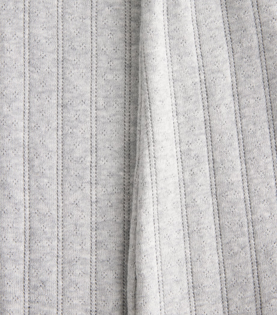 LESET Womens Cotton Pointelle Cropped Trousers Light Grey Melange Image 6