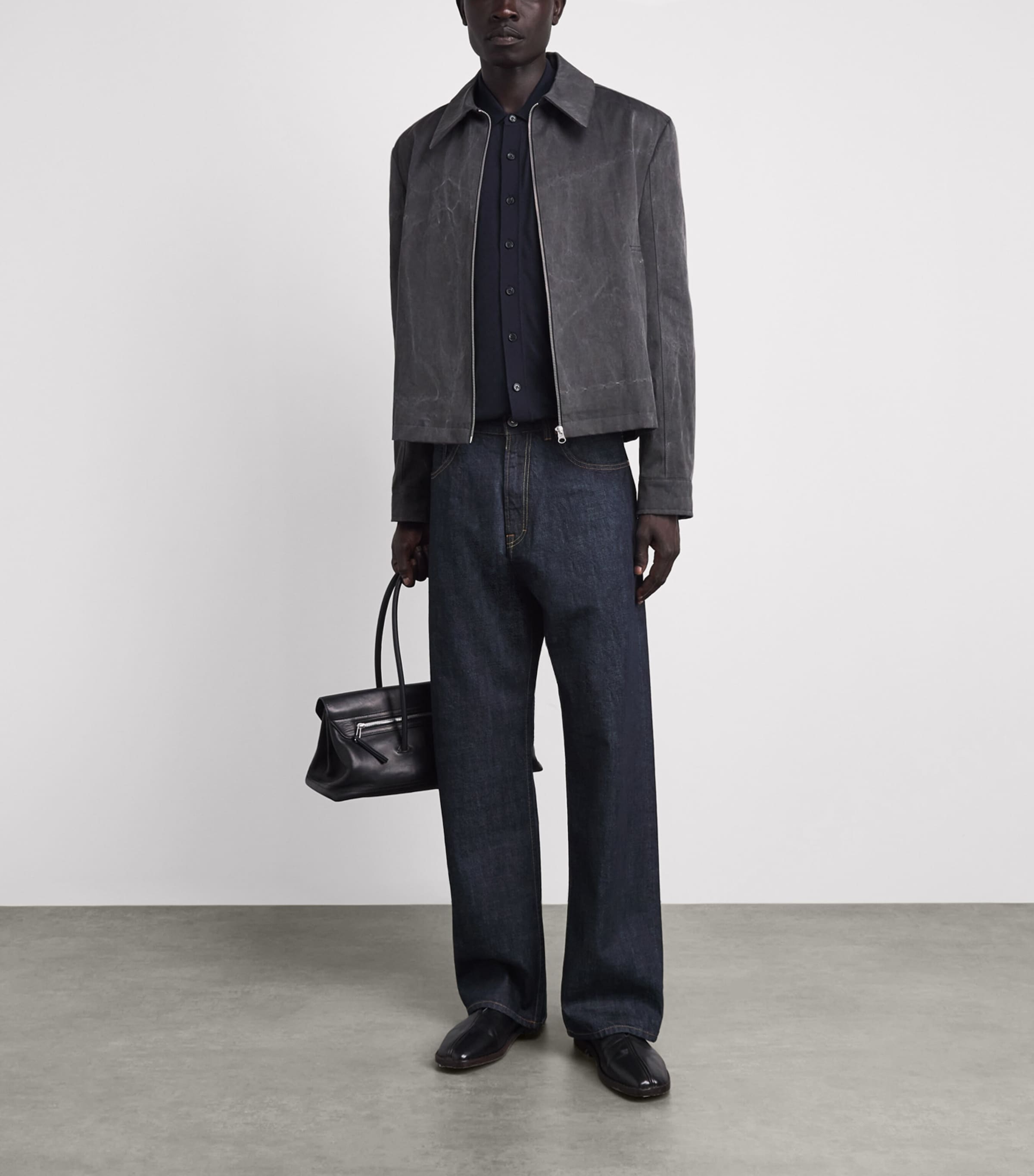 Rag & Bone Mens Silk-Cotton Short-Sleeve Conrad Shirt Sal Navy Image 2