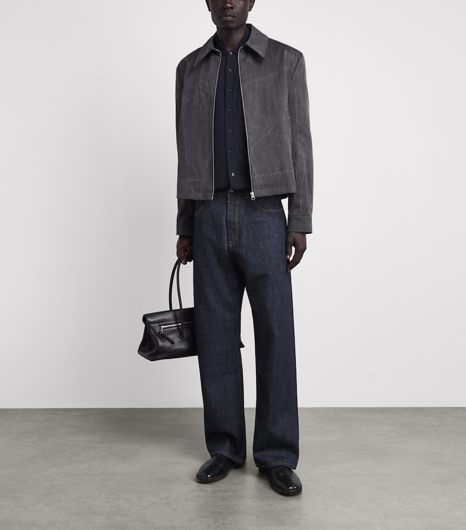 Rag & Bone Mens Silk-Cotton Short-Sleeve Conrad Shirt Sal Navy Image 2