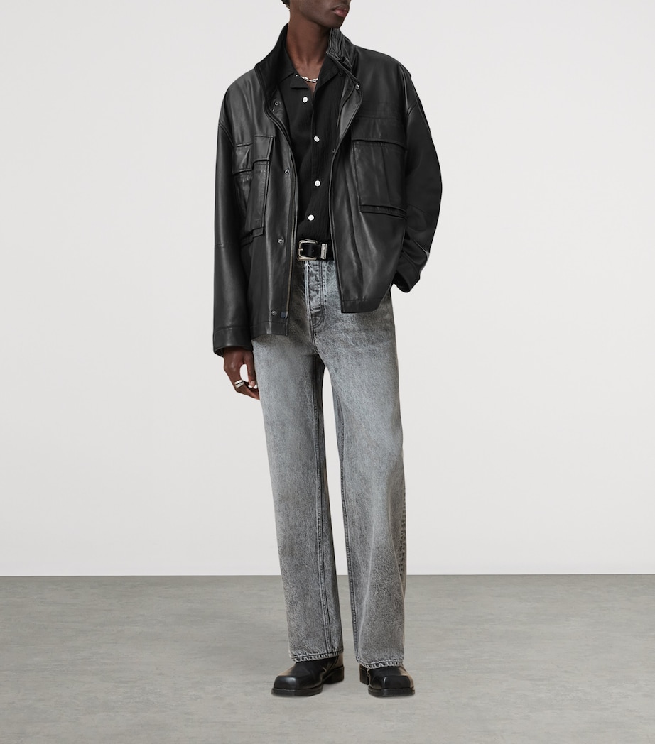 Halton Leather Jacket BLACK Image 9